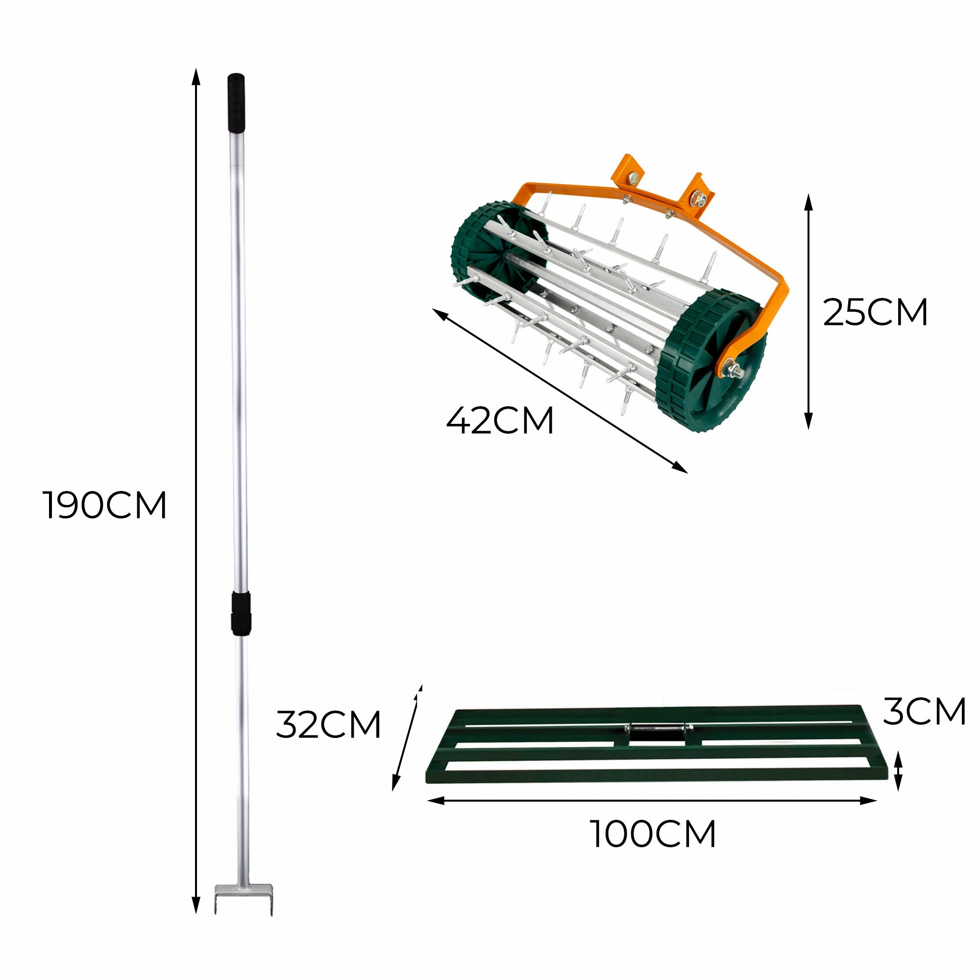 100cm Lawn Leveller & Aerator  Green