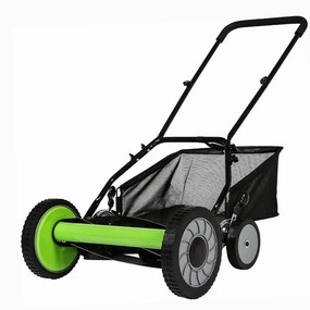 16" Push Cordless Lawn Mower 5-Blade Manual Walk-behind Mower with Detachable Grass Catcher, 4 Wheels ergonomic garden hand tools for seniors