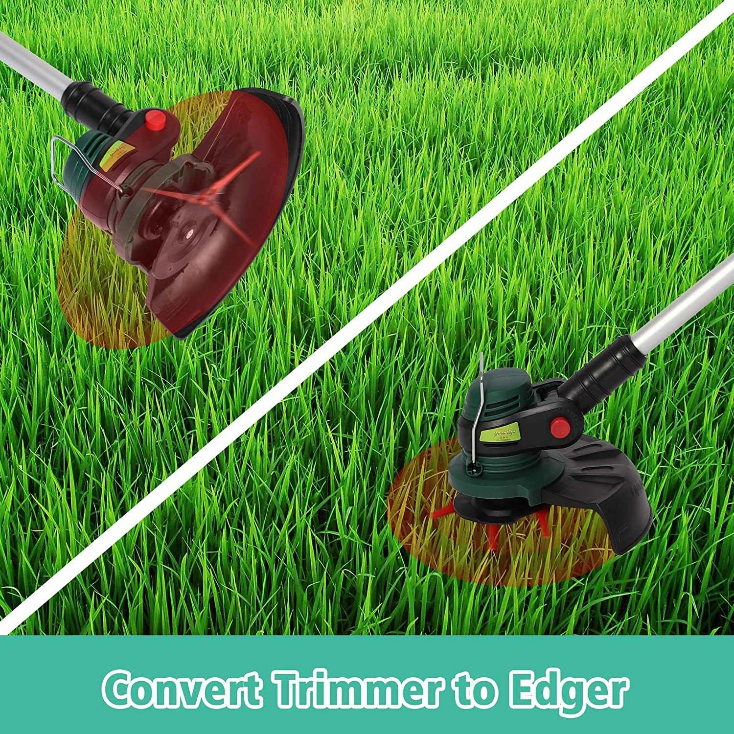 20V Cordless String Trimmer/Edger, 10 Cutting Path, 2.0Ah Battery & Charger Included
