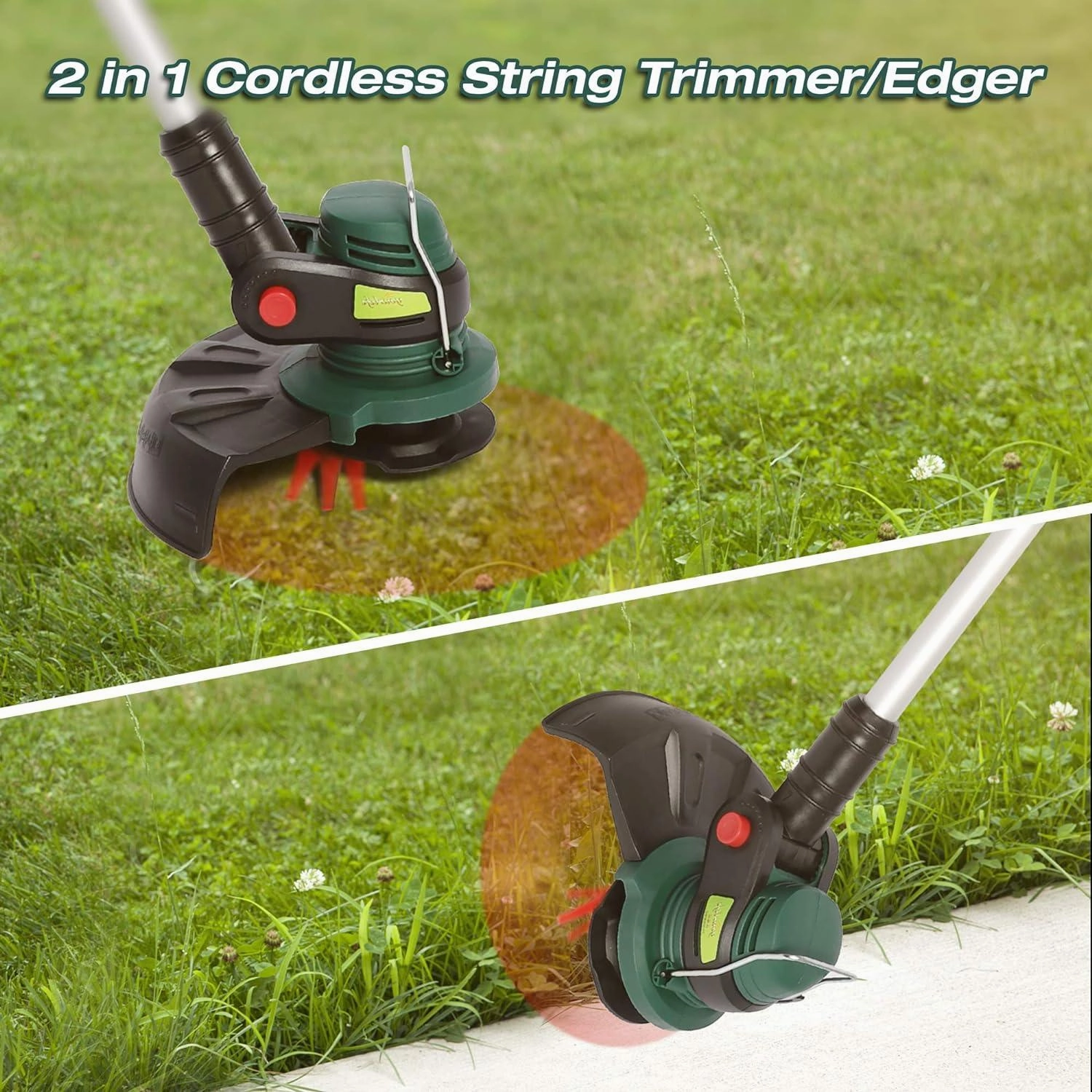 20V Cordless String Trimmer/Edger, 10 Cutting Path, 2.0Ah Battery & Charger Included