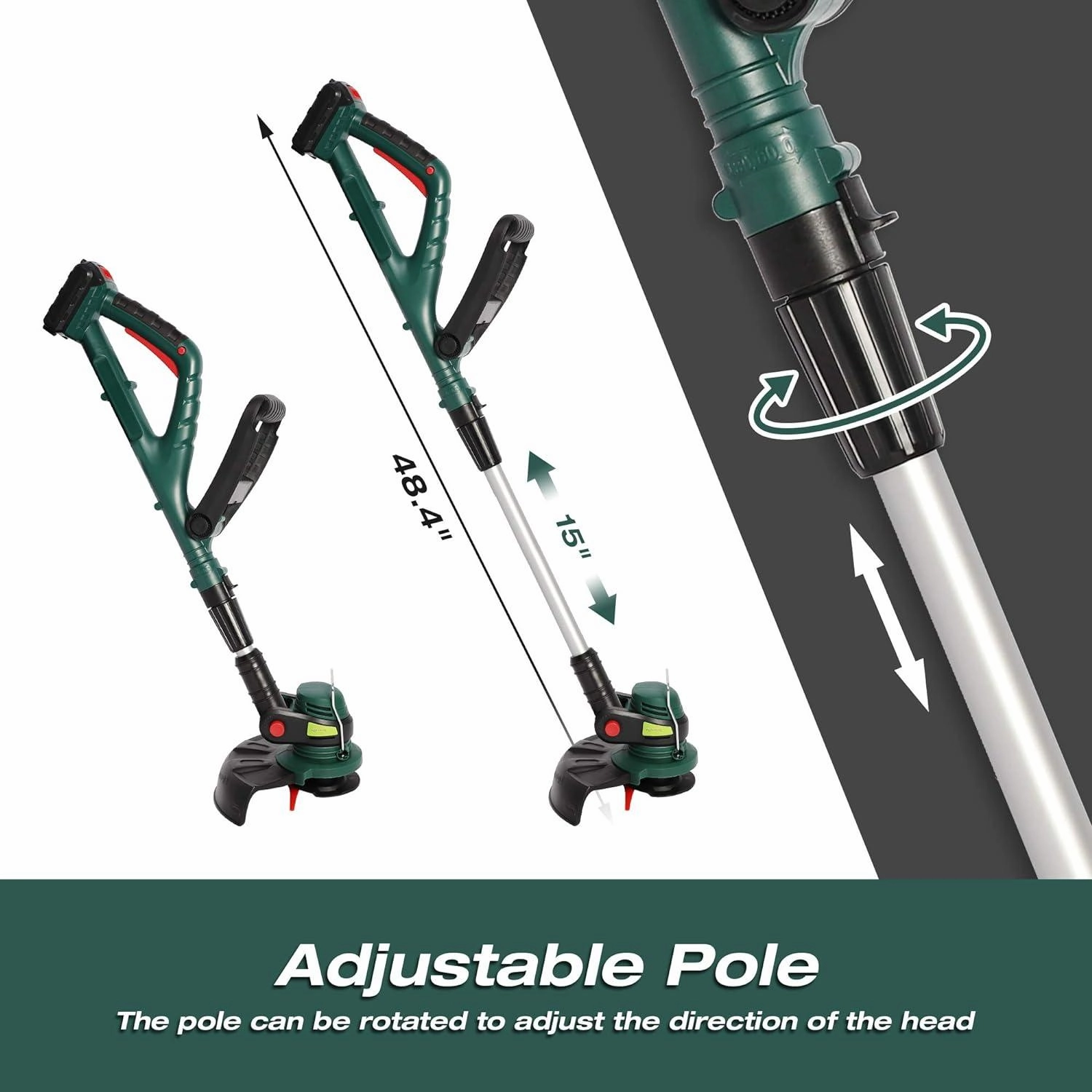 20V Cordless String Trimmer/Edger, 10 Cutting Path, 2.0Ah Battery & Charger Included