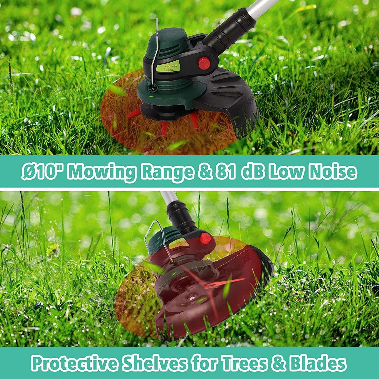 20V Cordless String Trimmer/Edger, 10 Cutting Path, 2.0Ah Battery & Charger Included
