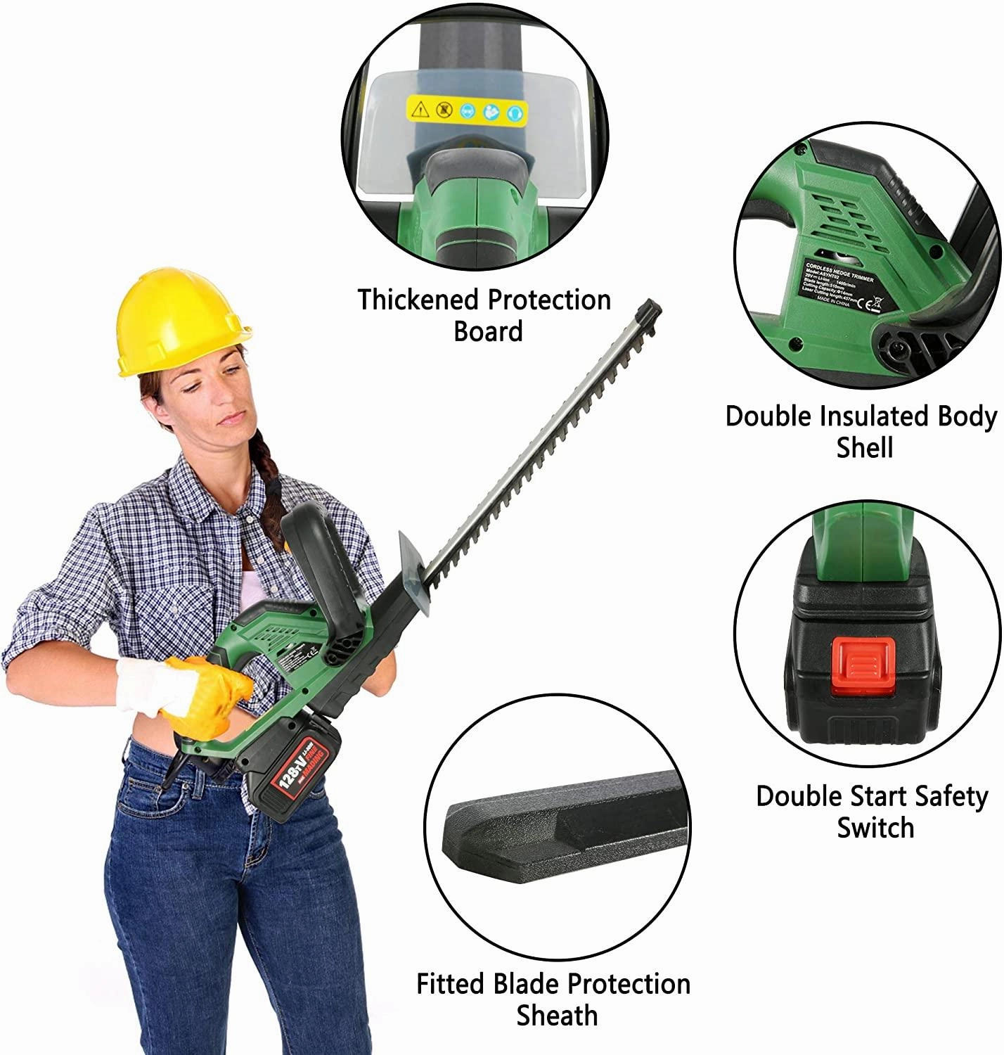 23-inch 20V Electric Hedge Trimmer Cordless, Light Weight & 90min Long-Lasting, Garden Hedge Trimmer w/Dual-Action Blade, Lawn Shrub Trimmer, 2.0Ah Li-Lon Battery & Fast Charger Included