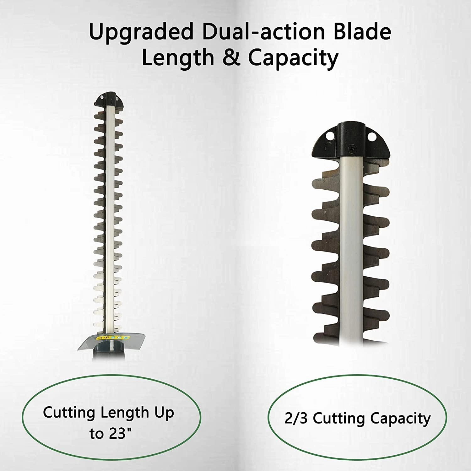 23-inch 20V Electric Hedge Trimmer Cordless, Light Weight & 90min Long-Lasting, Garden Hedge Trimmer w/Dual-Action Blade, Lawn Shrub Trimmer, 2.0Ah Li-Lon Battery & Fast Charger Included