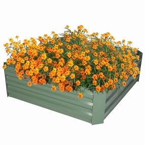 32"x32"x12" Raised Garden Bed Galvanized Planter Box Anti-Rust Coating Planting Vegetables Herbs and Flowers small herb garden planters for beginners