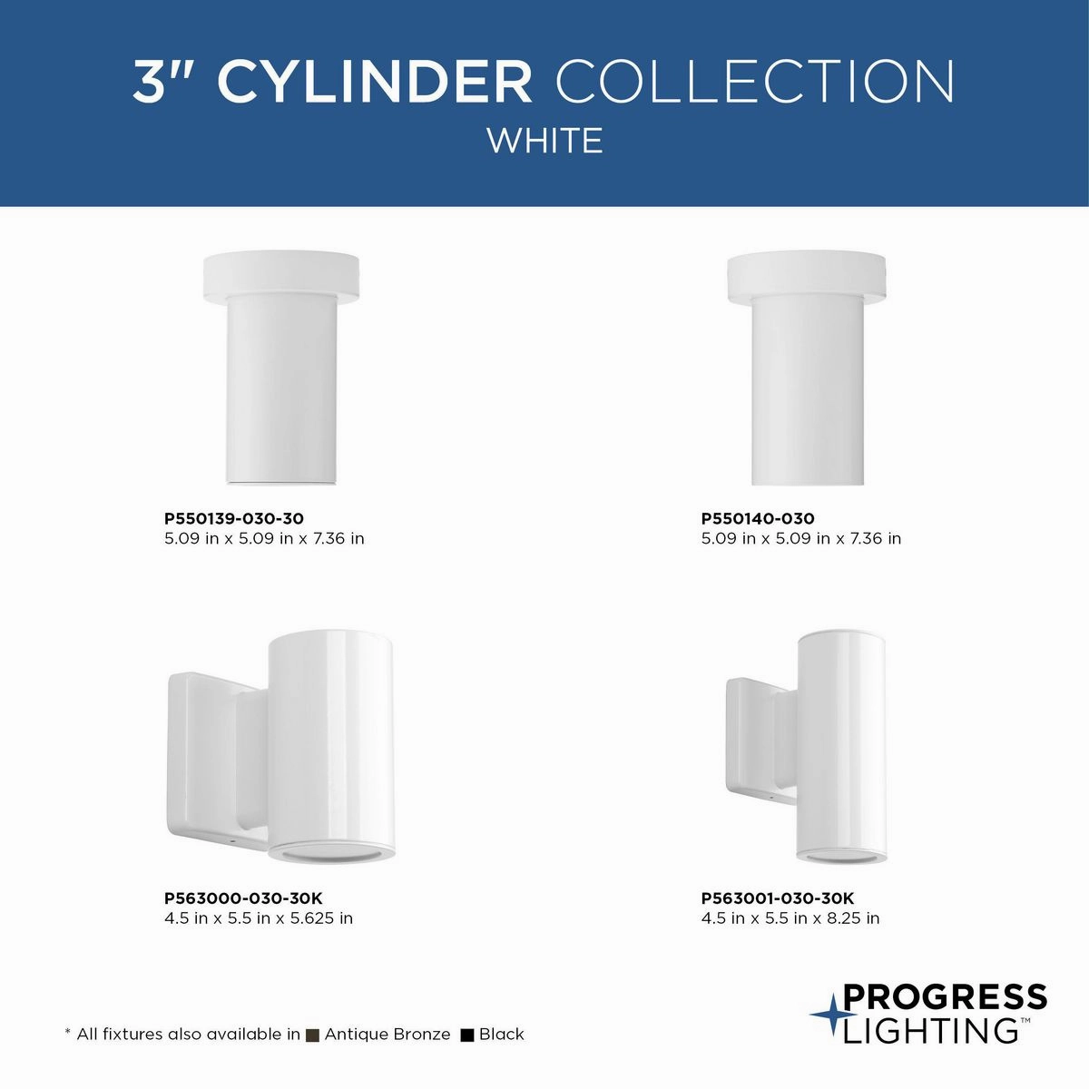 3" 1-Light LED Surface Mount Cylinder