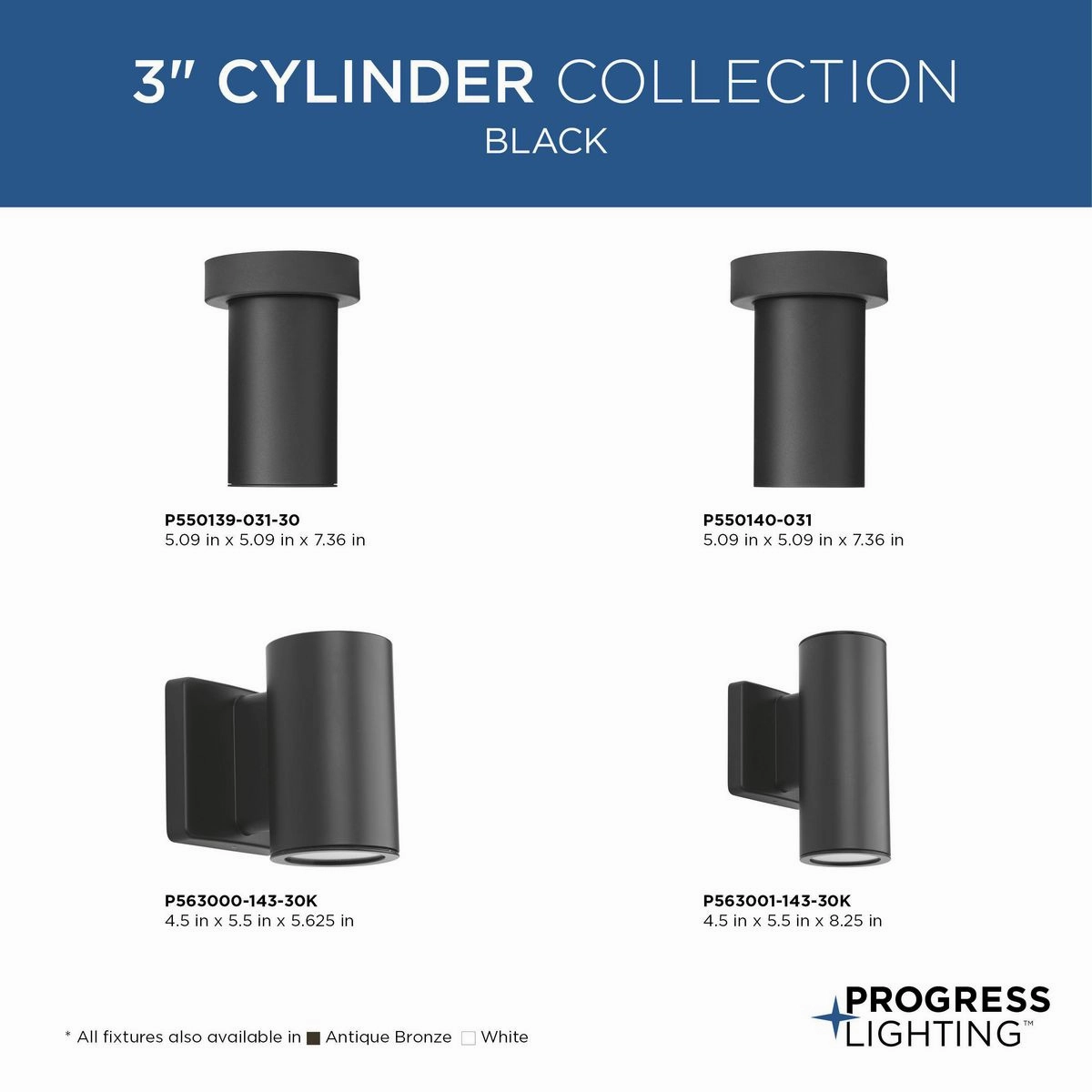 3" 1-Light LED Surface Mount Cylinder