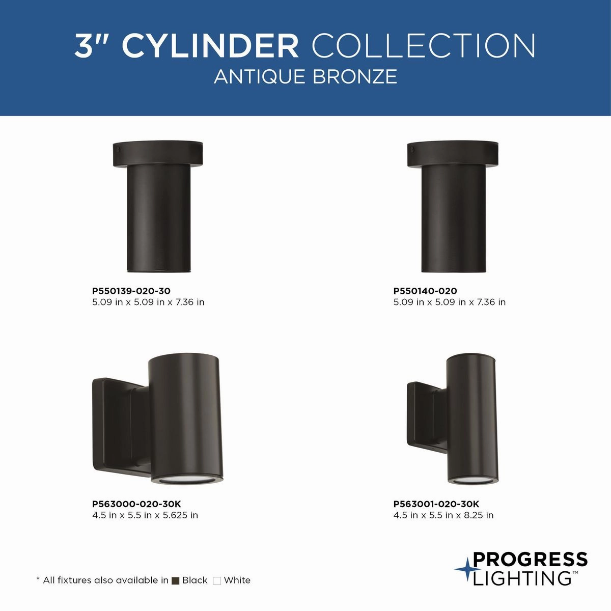 3" 1-Light LED Surface Mount Cylinder