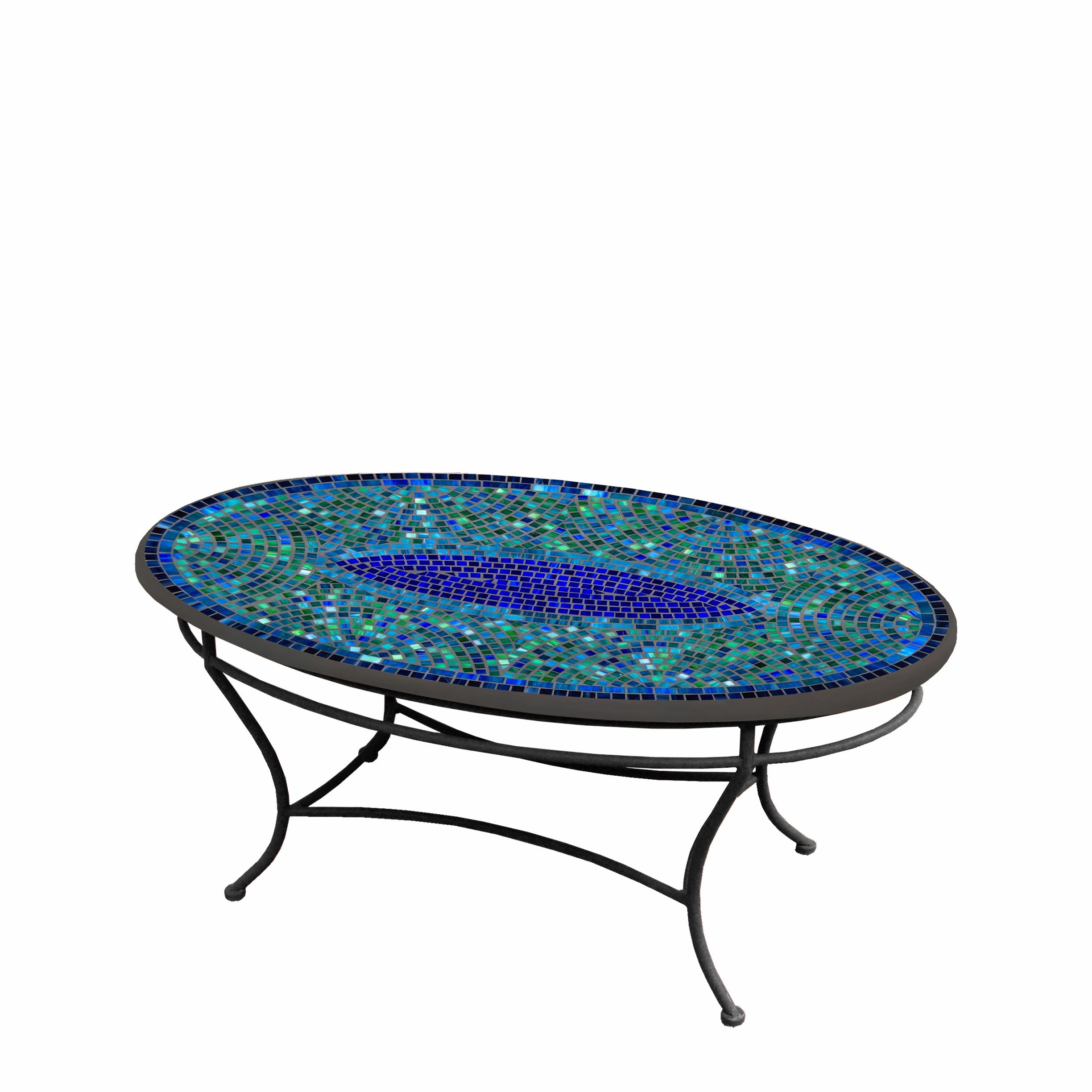 42" Oval Elements Mosaic Stone Top Coffee Table