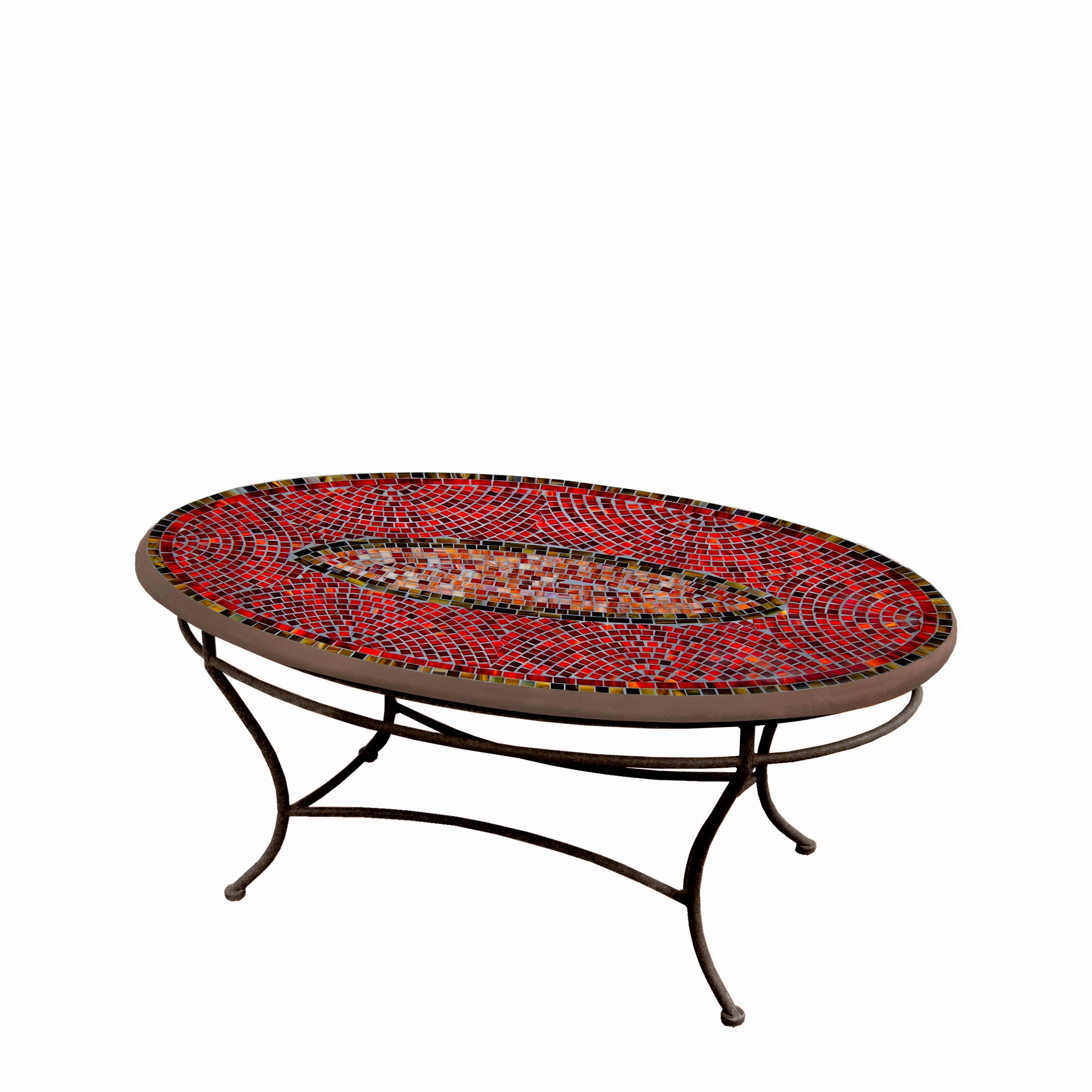 42" Oval Elements Mosaic Stone Top Coffee Table