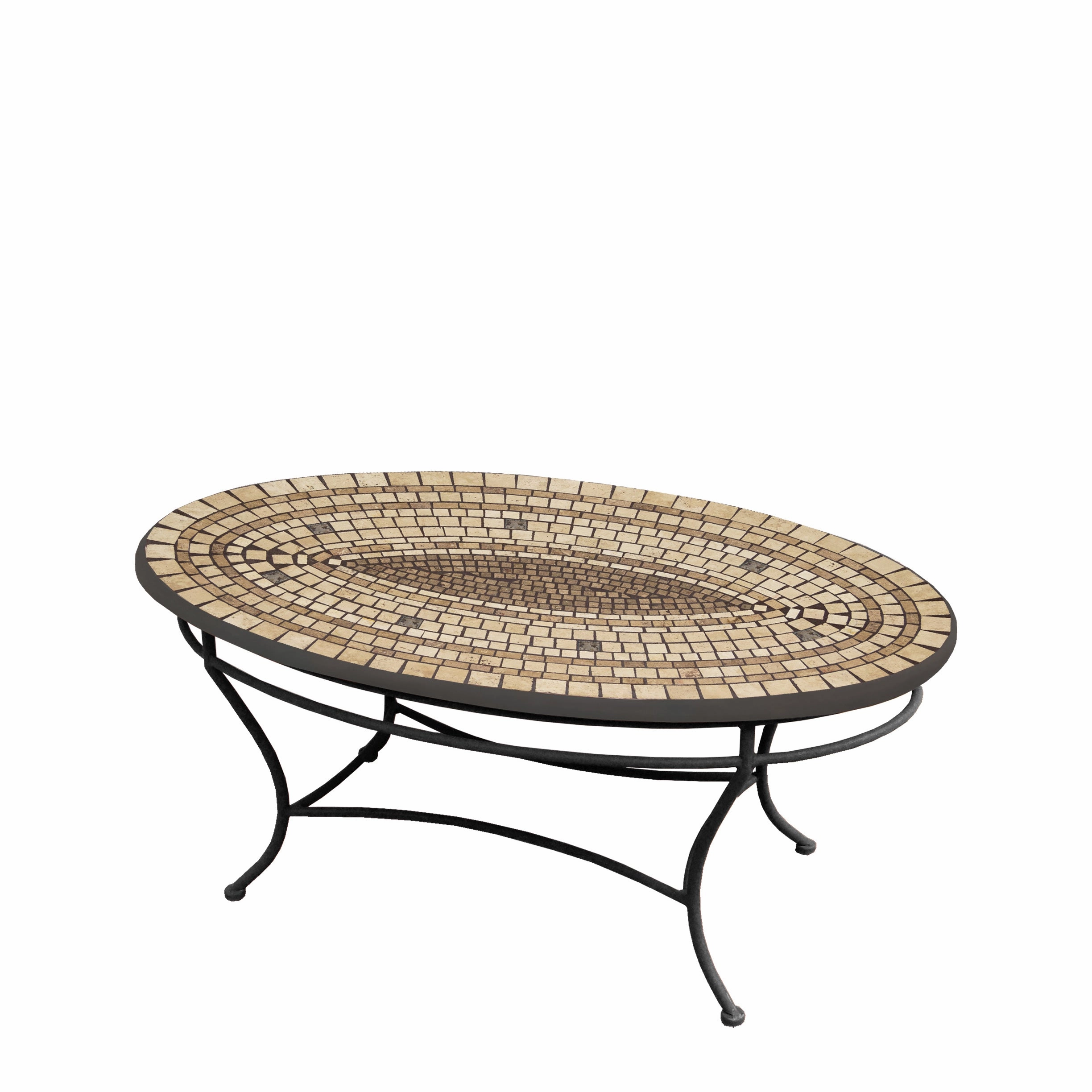 42" Oval Elements Mosaic Stone Top Coffee Table