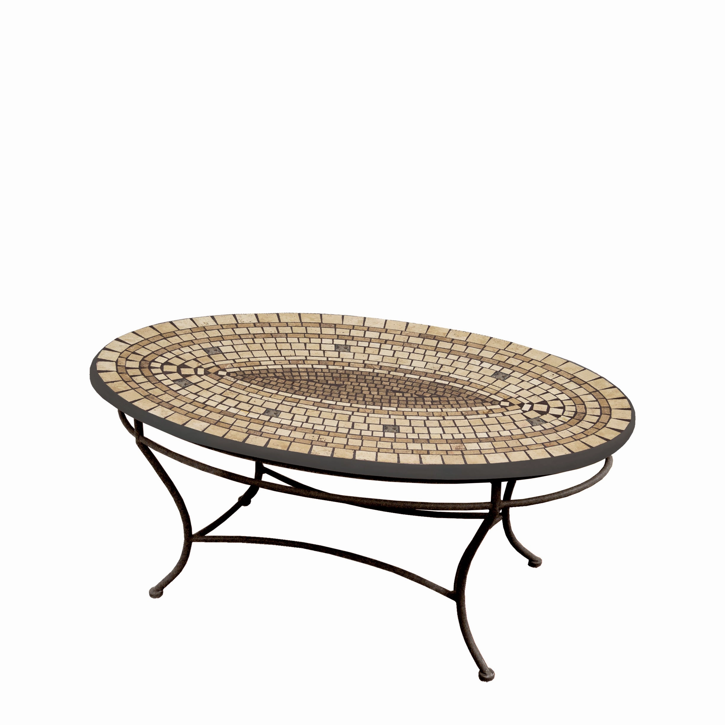 42" Oval Elements Mosaic Stone Top Coffee Table
