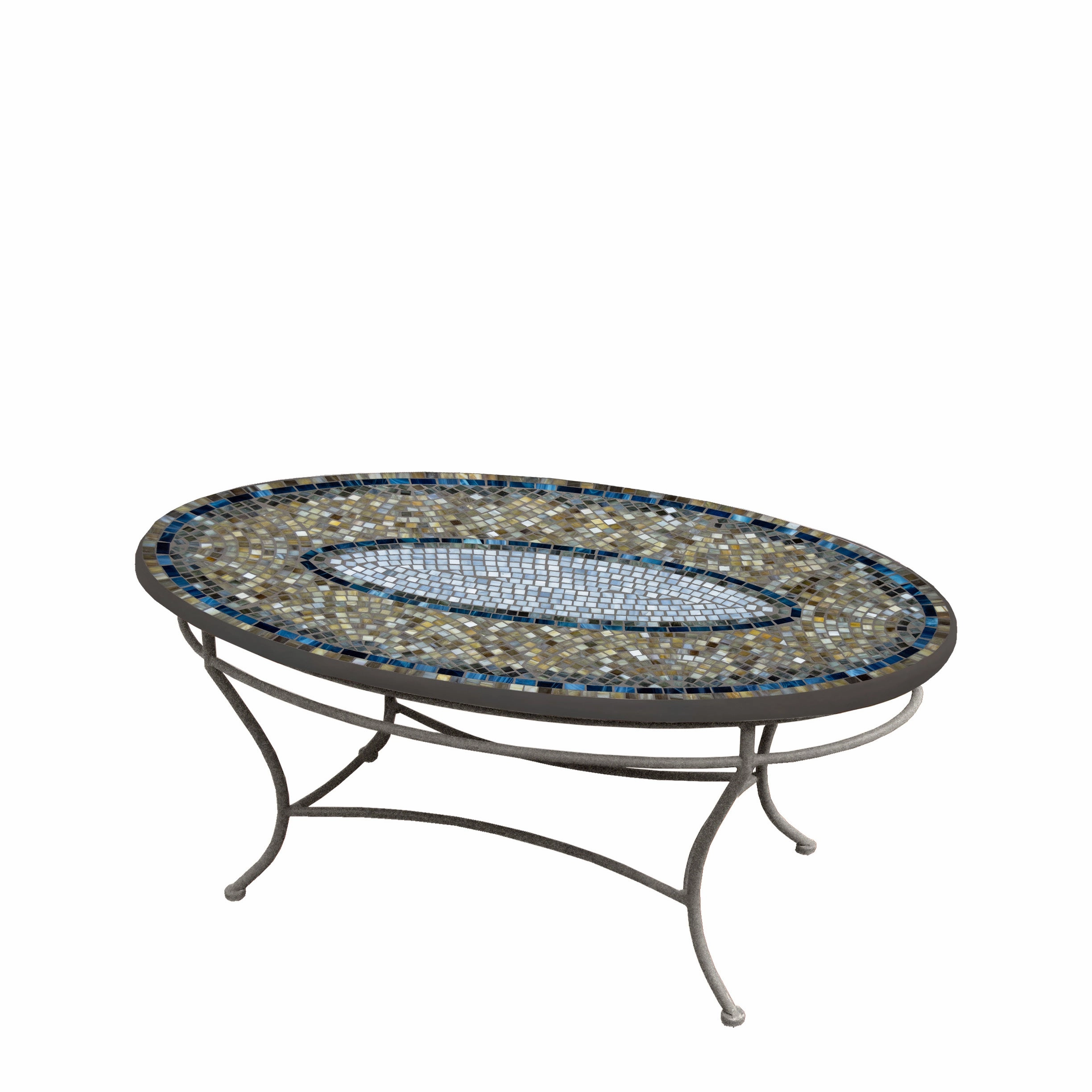 42" Oval Elements Mosaic Stone Top Coffee Table