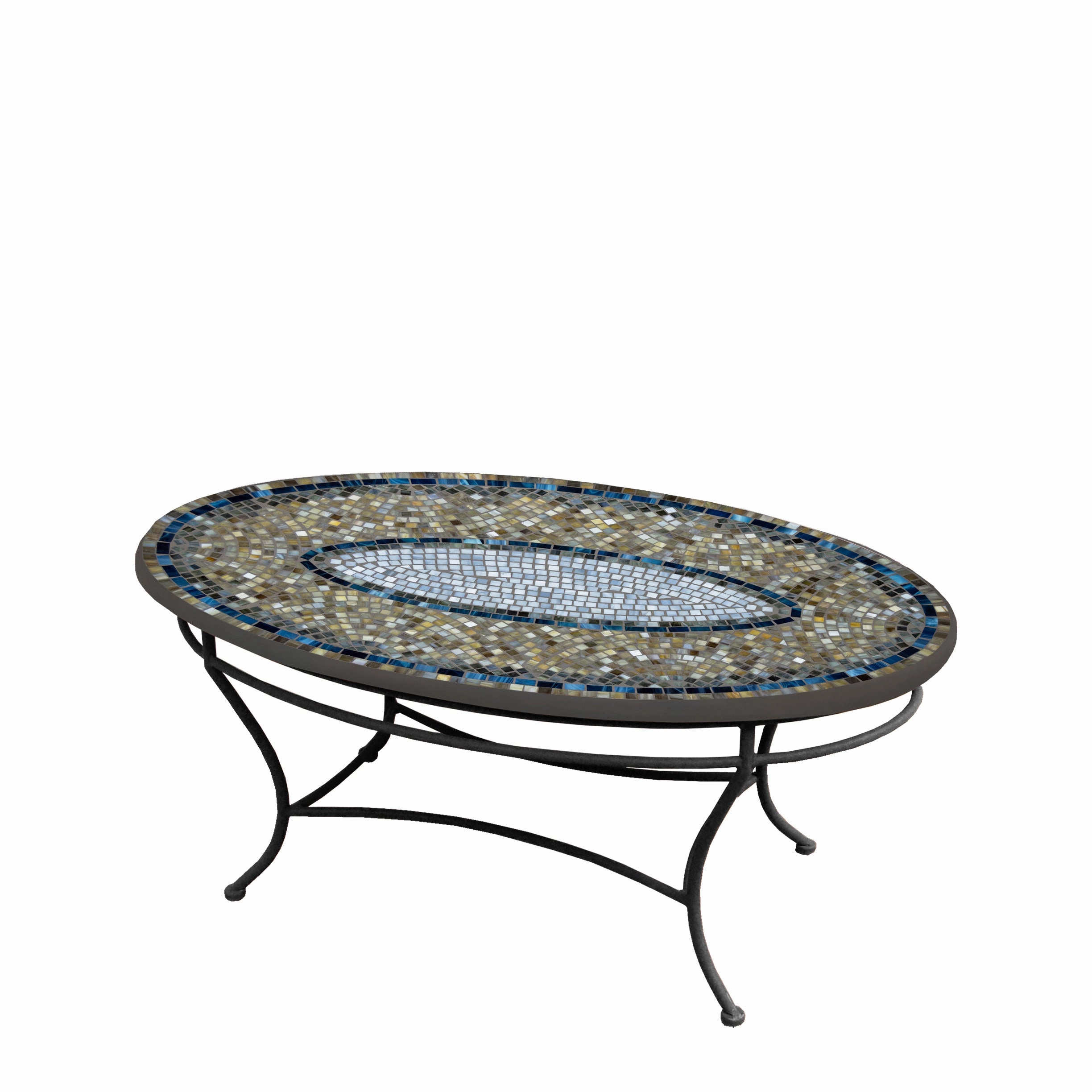 42" Oval Elements Mosaic Stone Top Coffee Table