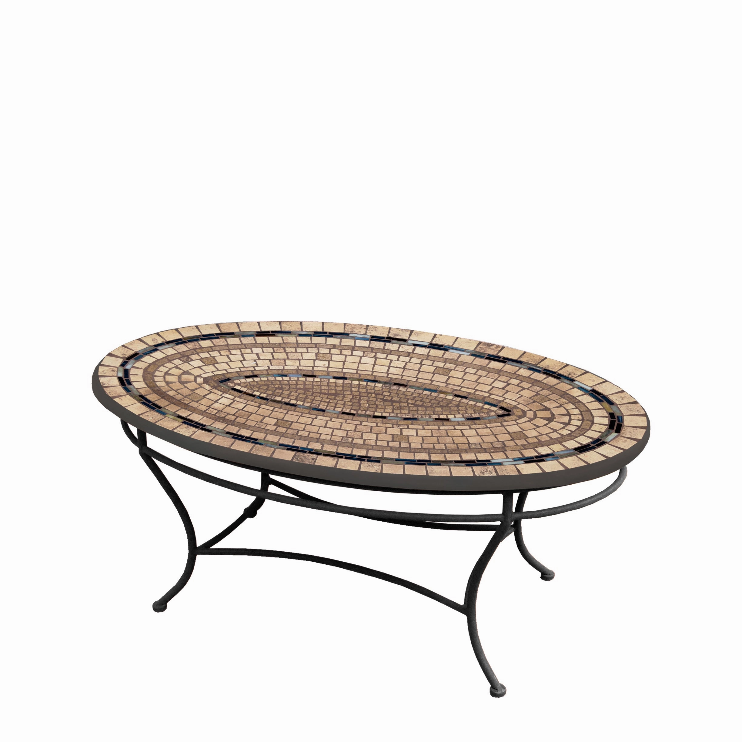 42" Oval Elements Mosaic Stone Top Coffee Table
