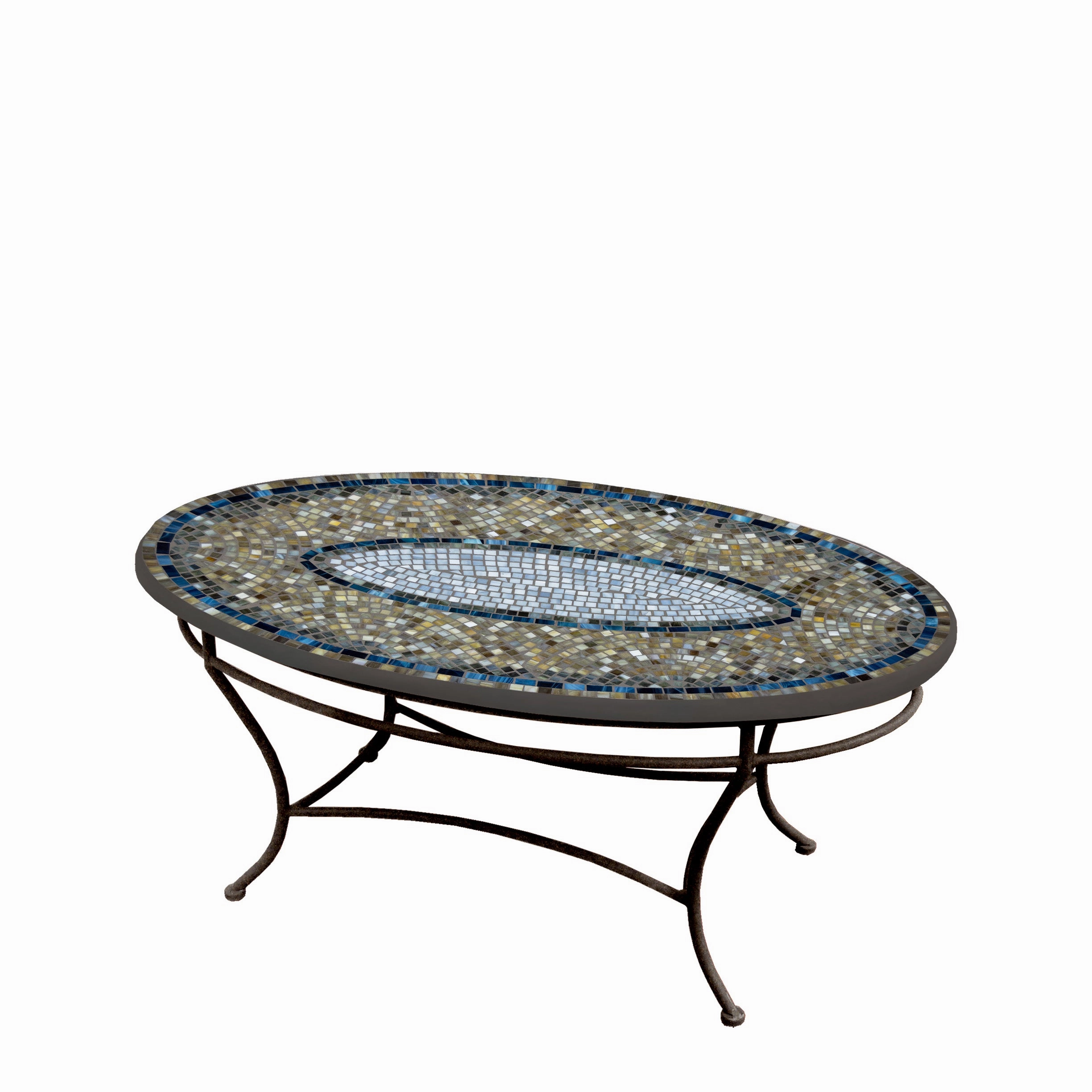 42" Oval Elements Mosaic Stone Top Coffee Table
