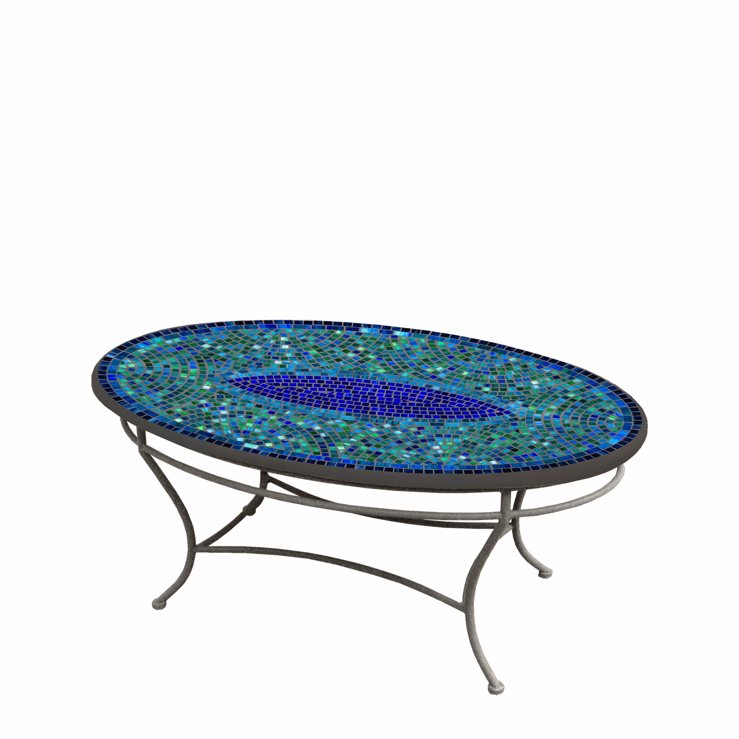 42" Oval Elements Mosaic Stone Top Coffee Table