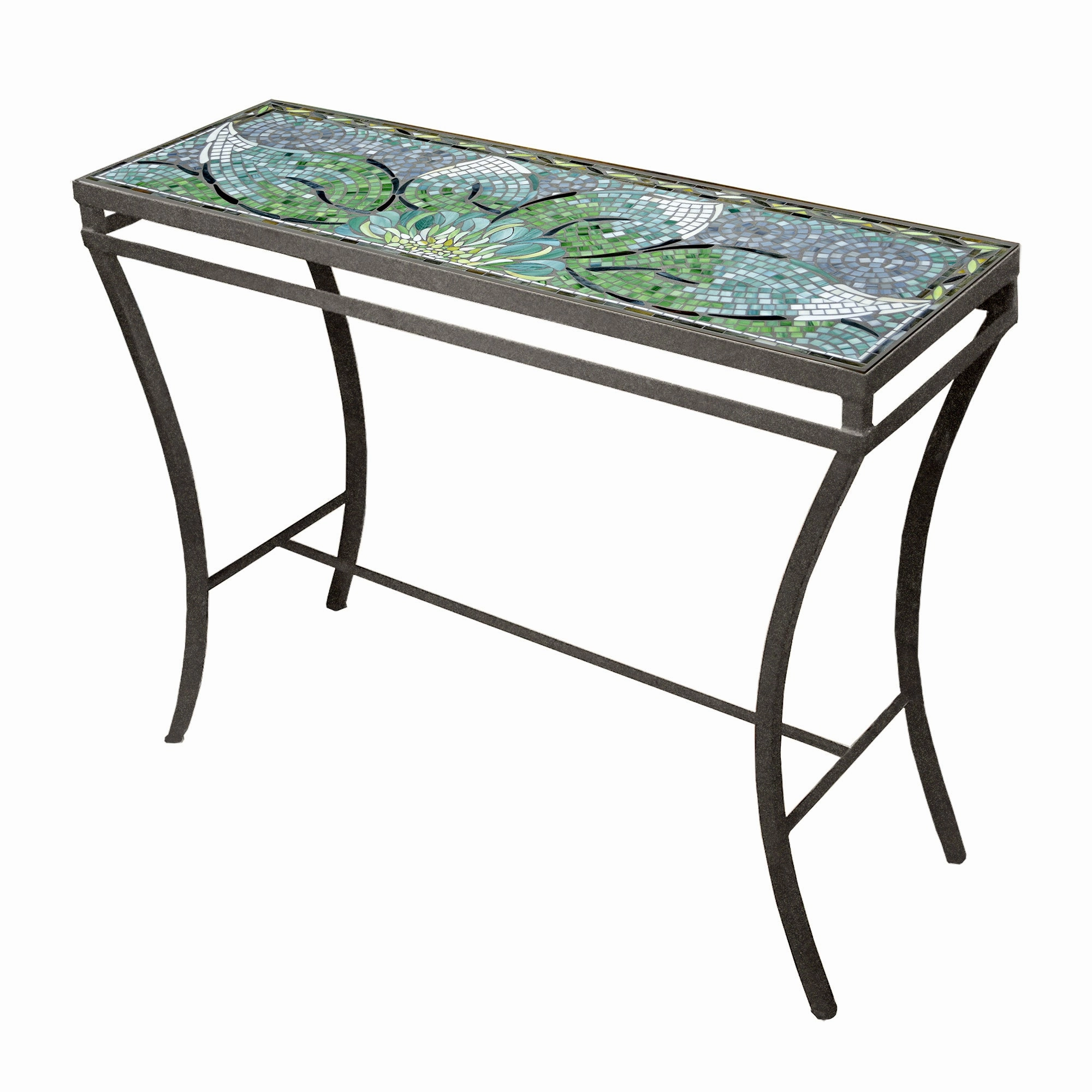 48" x 16" Mosaic Stone Top Console Table