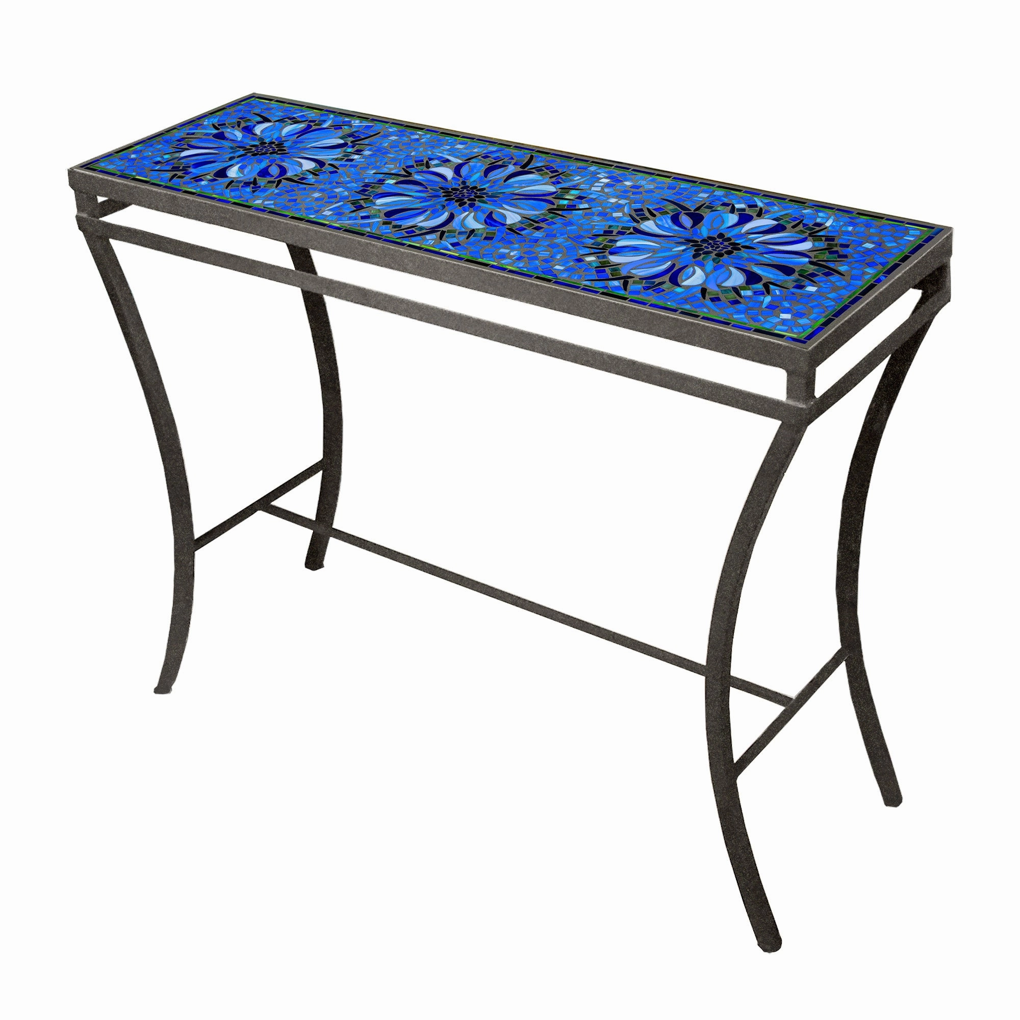 48" x 16" Mosaic Stone Top Console Tableoutdoor coffee table for patio or lounge