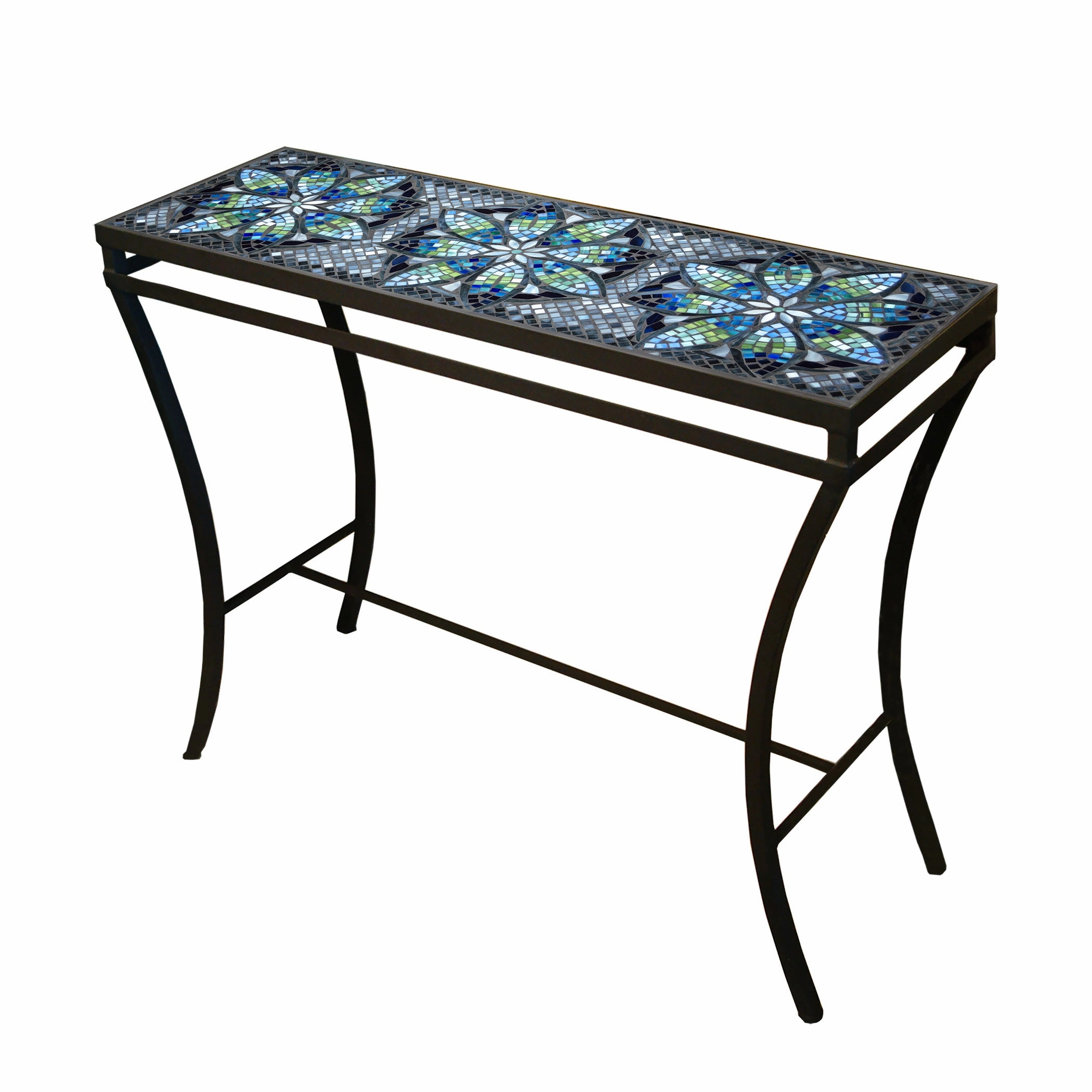 48" x 16" Mosaic Stone Top Console Table