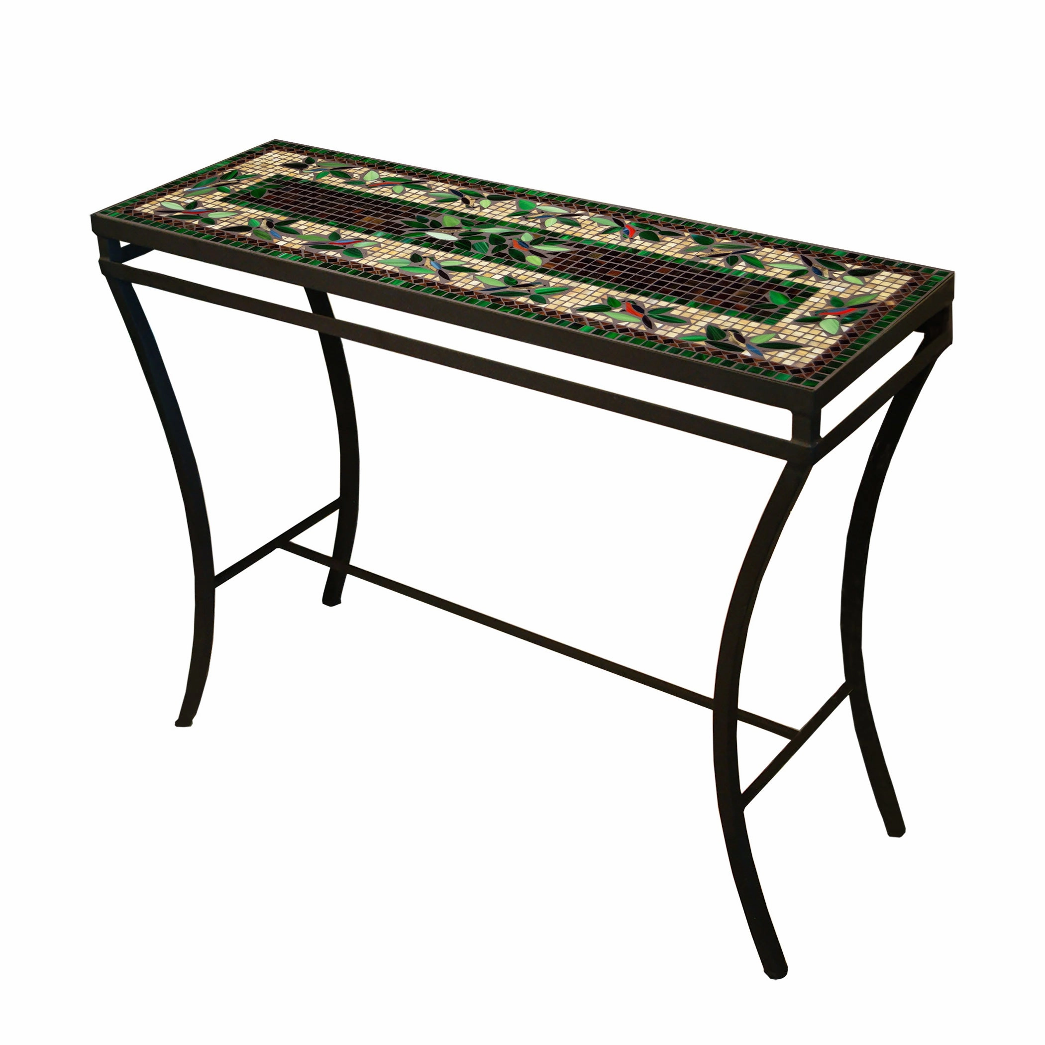 48" x 16" Mosaic Stone Top Console Table