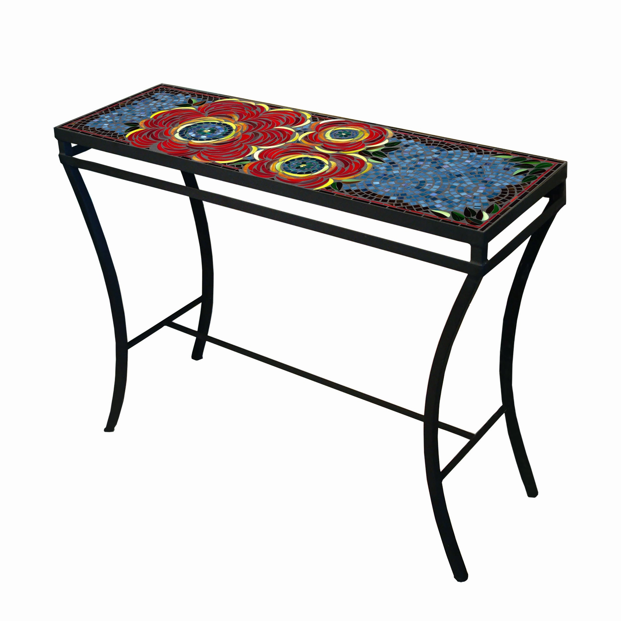 48" x 16" Mosaic Stone Top Console Table