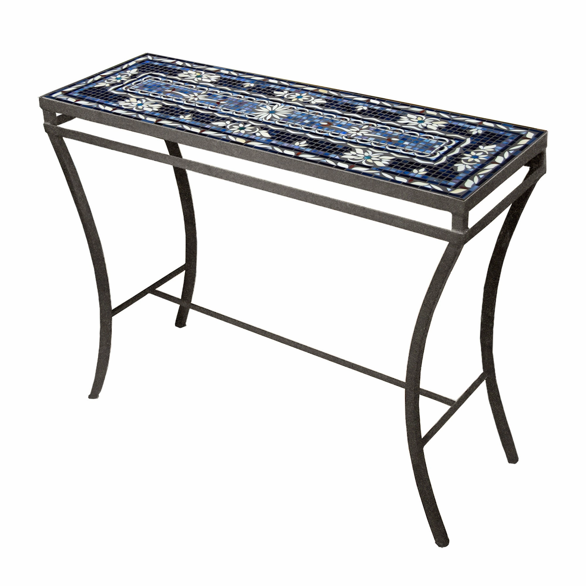 48" x 16" Mosaic Stone Top Console Table