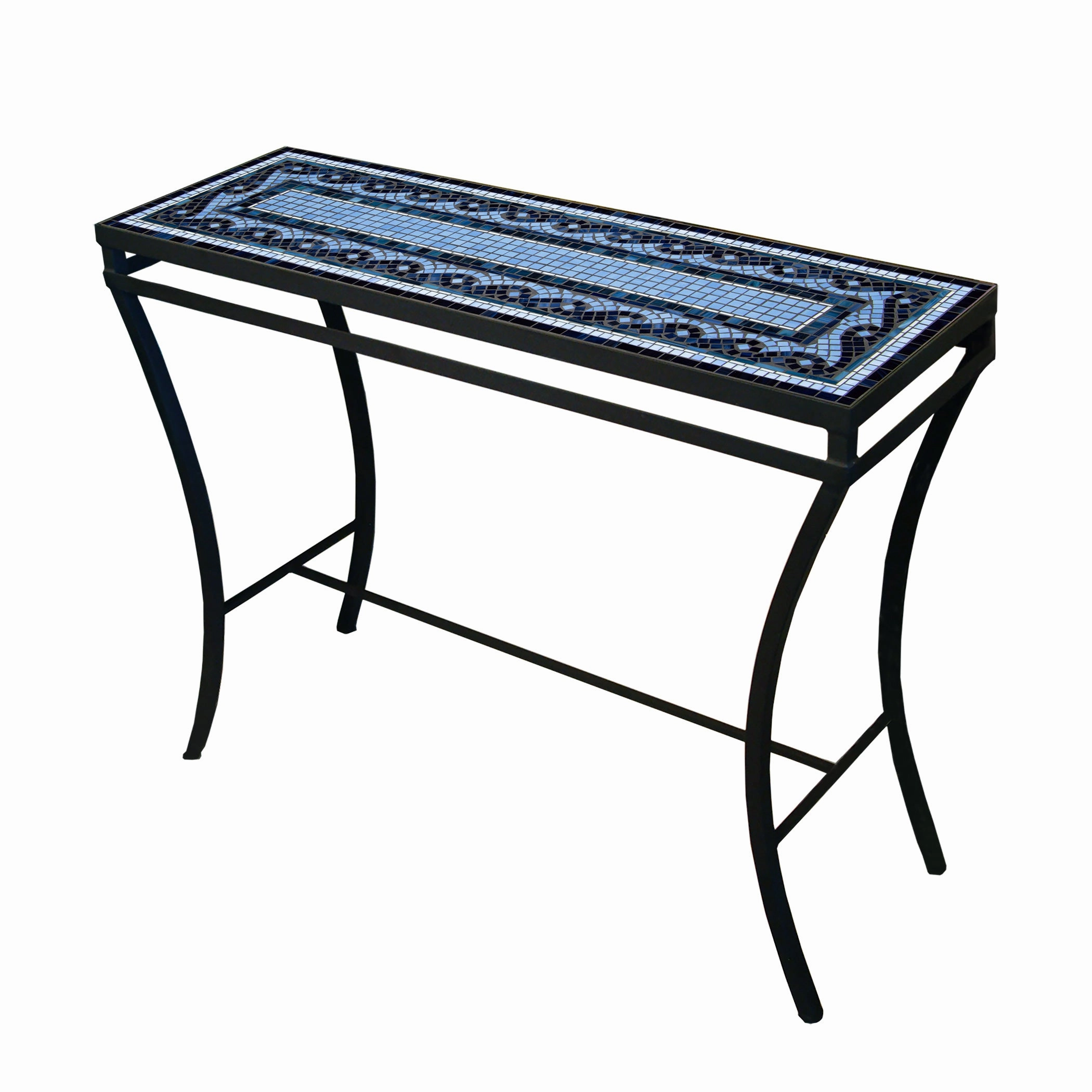 48" x 16" Mosaic Stone Top Console Table