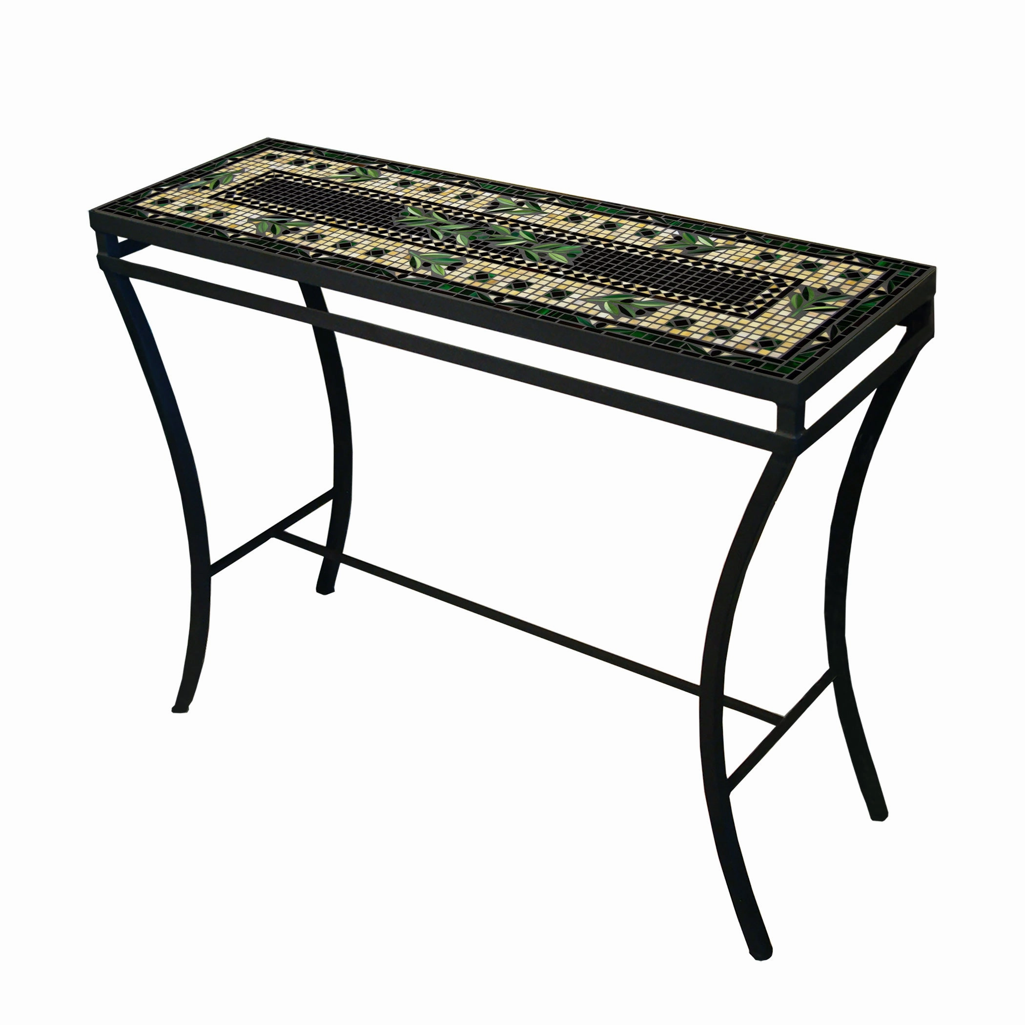 48" x 16" Mosaic Stone Top Console Table