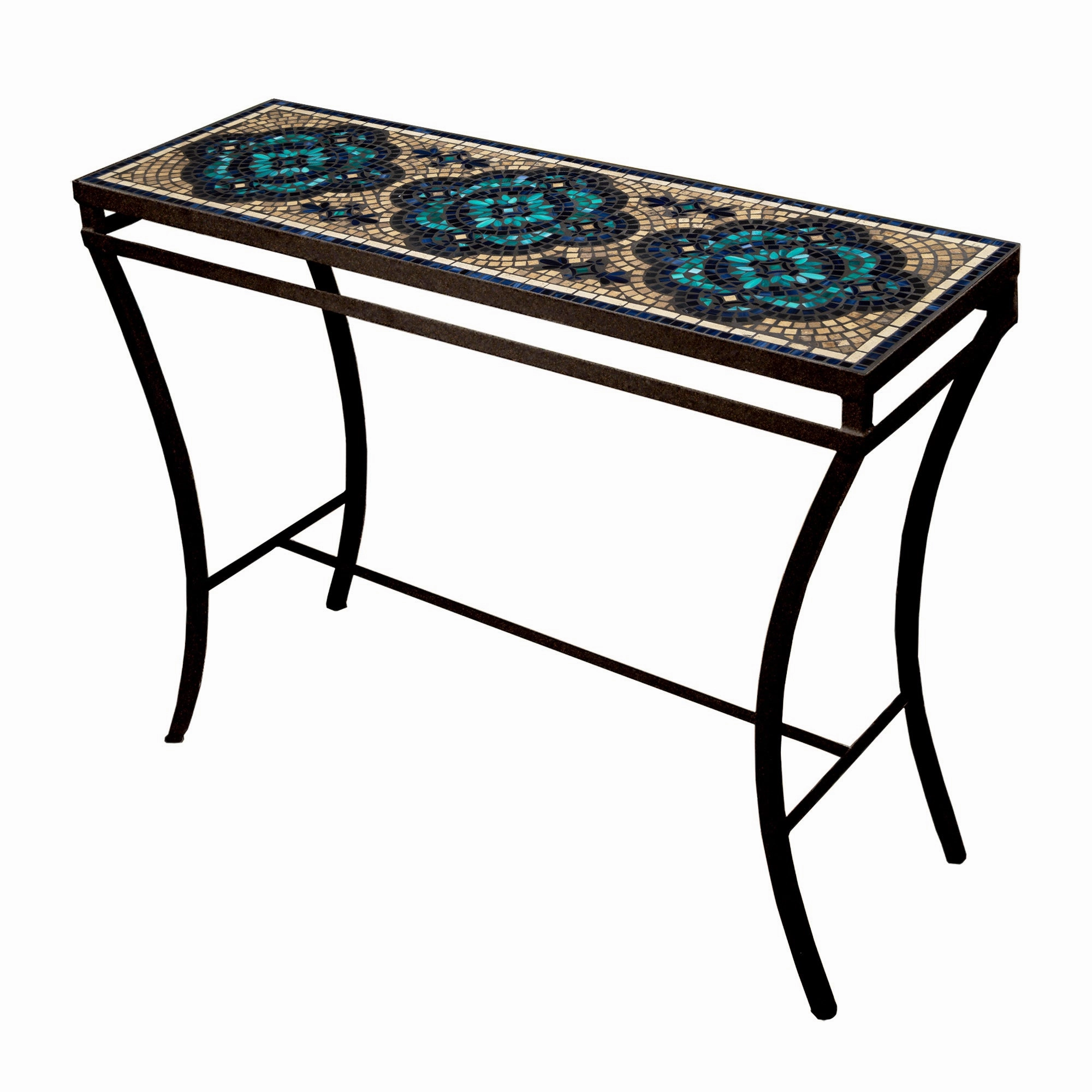 48" x 16" Mosaic Stone Top Console Table