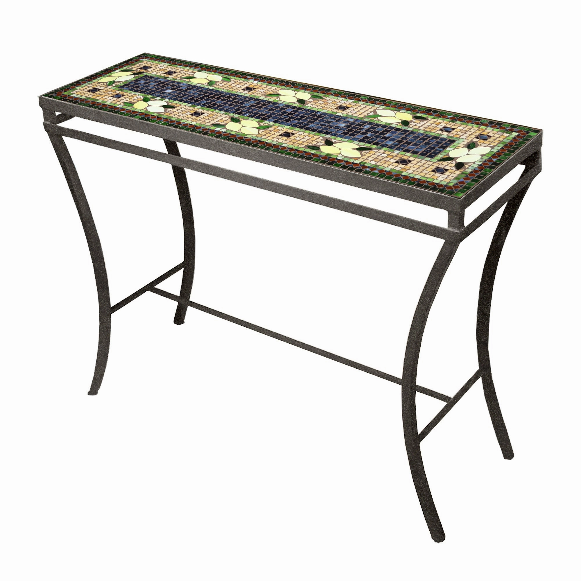 48" x 16" Mosaic Stone Top Console Table