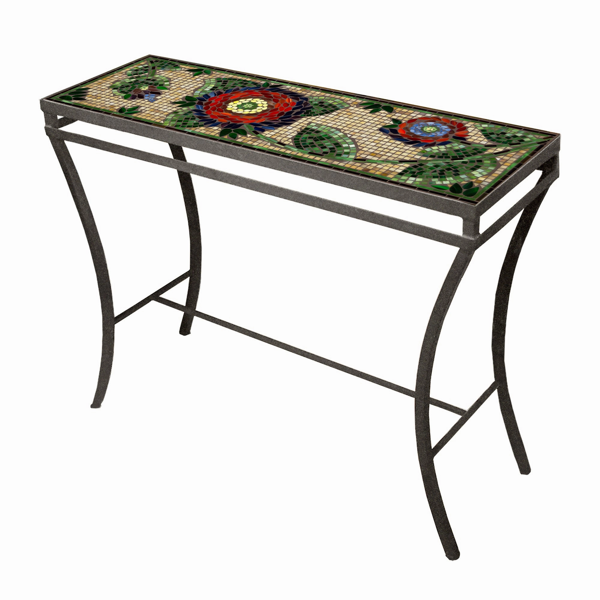 48" x 16" Mosaic Stone Top Console Table
