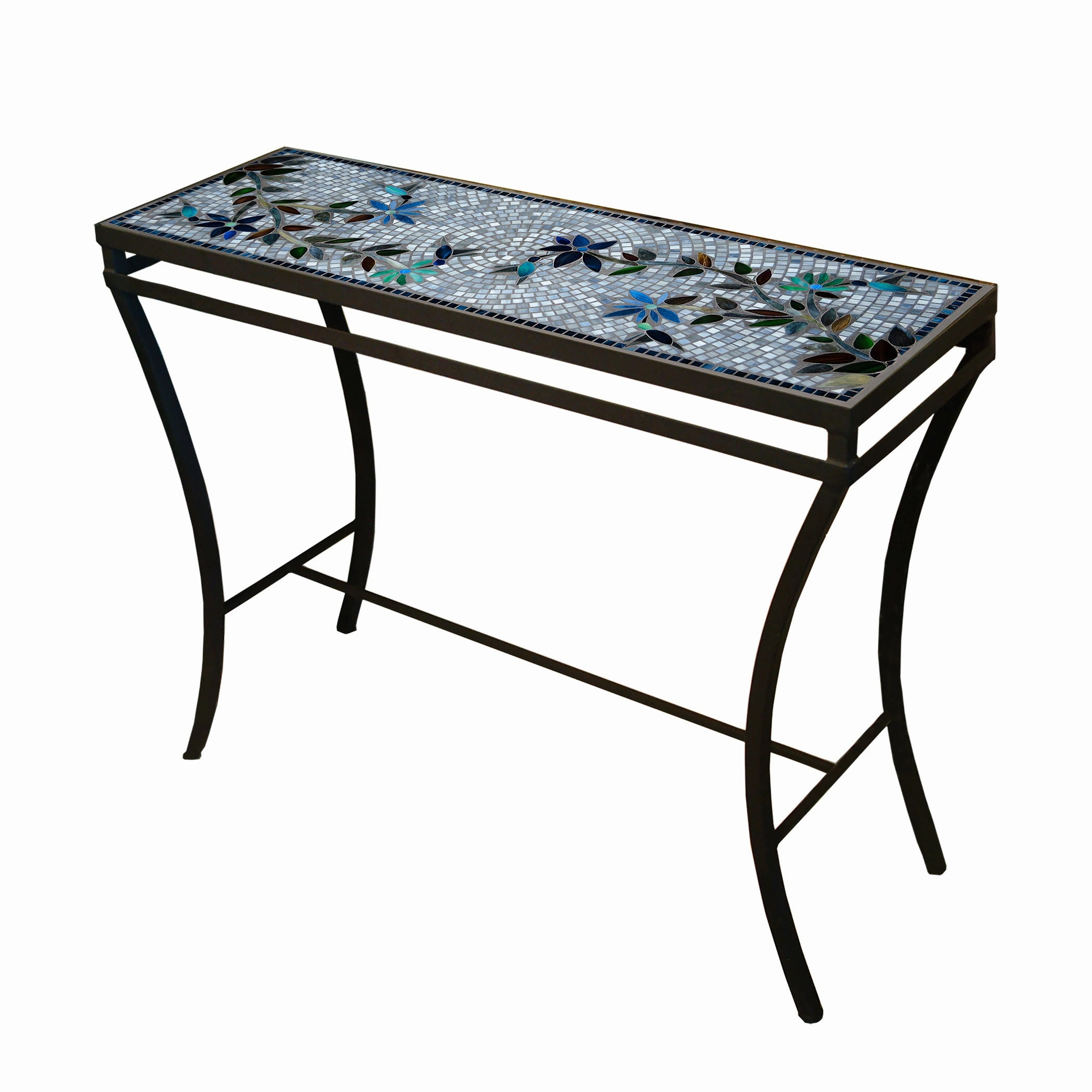 48" x 16" Mosaic Stone Top Console Table