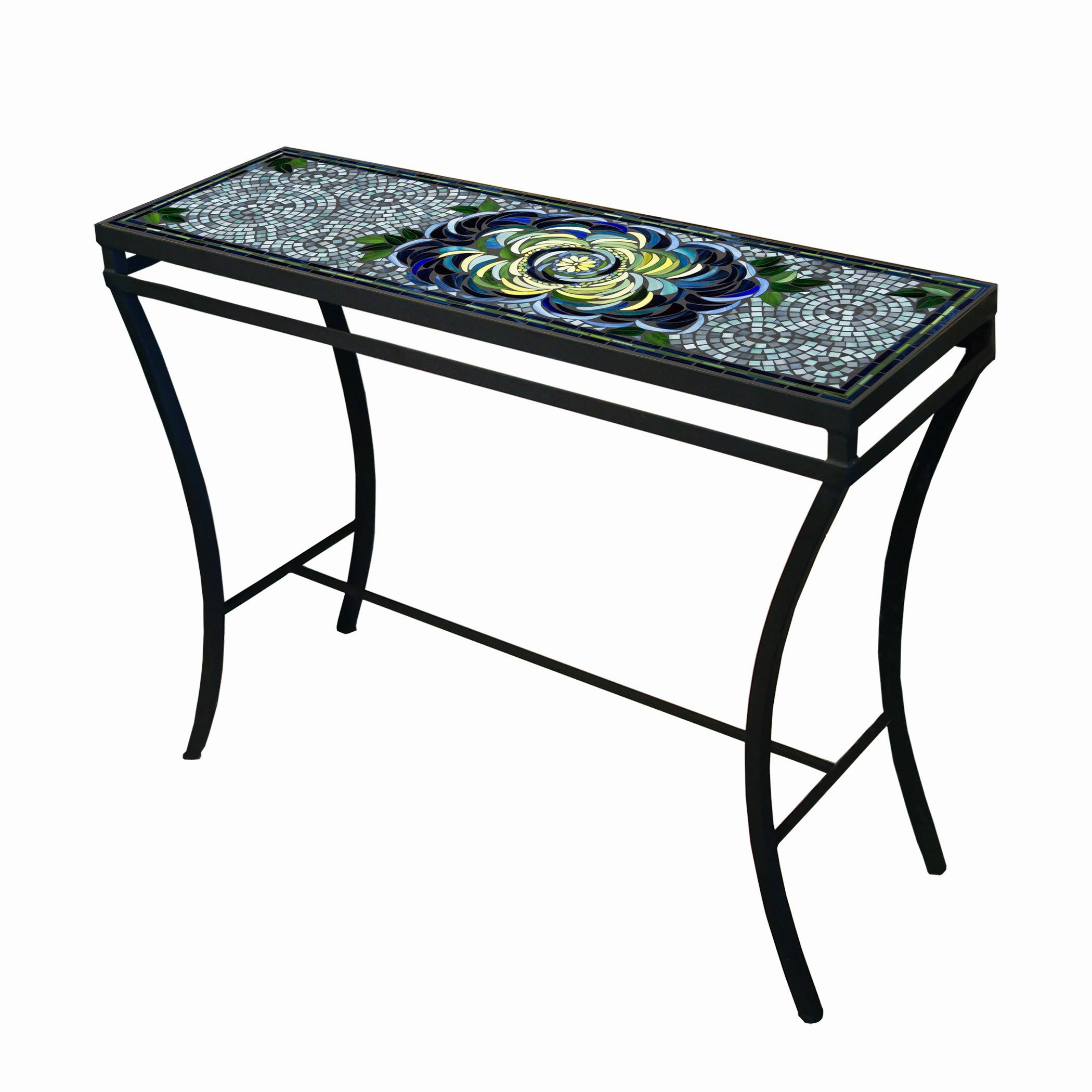 48" x 16" Mosaic Stone Top Console Table