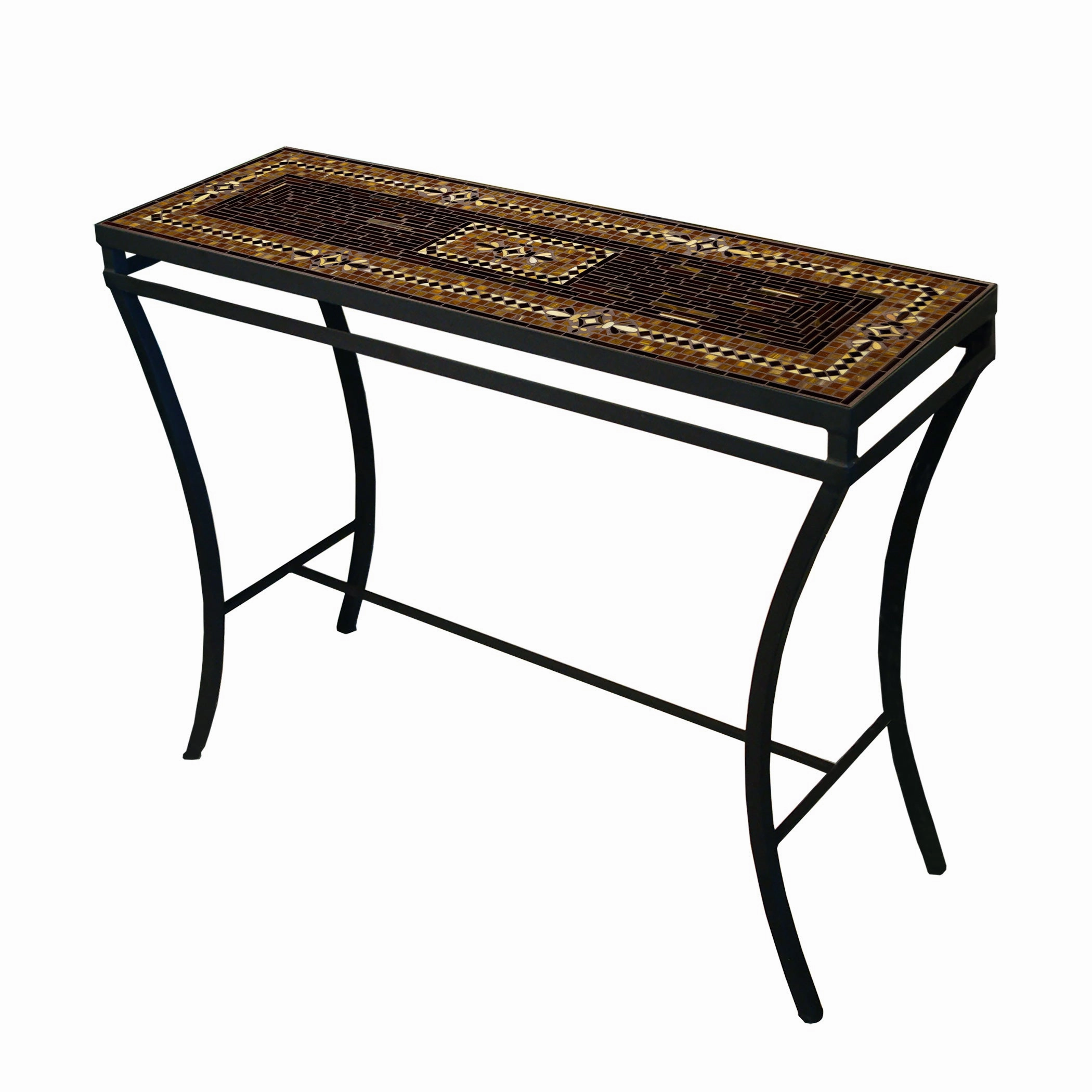 48" x 16" Mosaic Stone Top Console Table