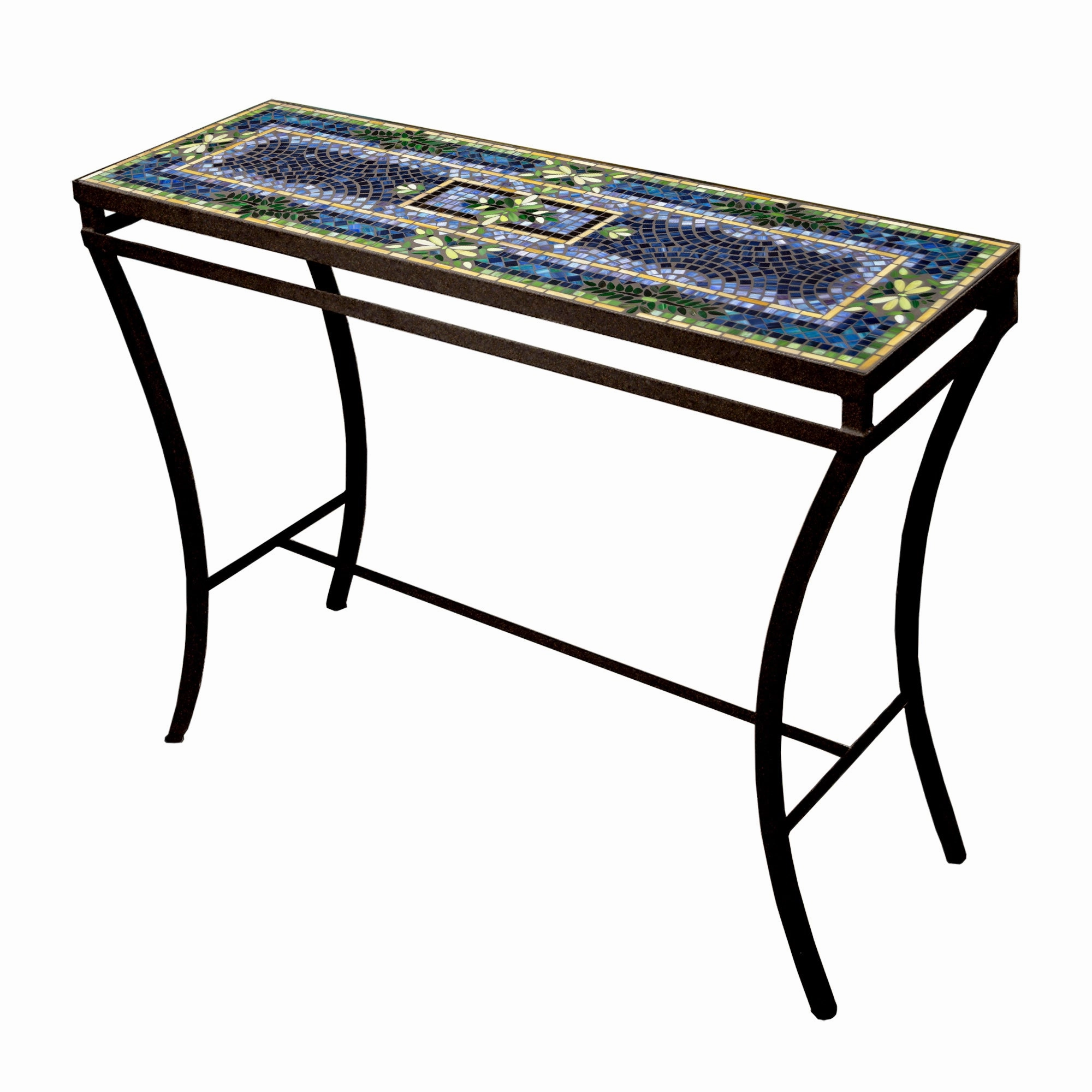48" x 16" Mosaic Stone Top Console Table