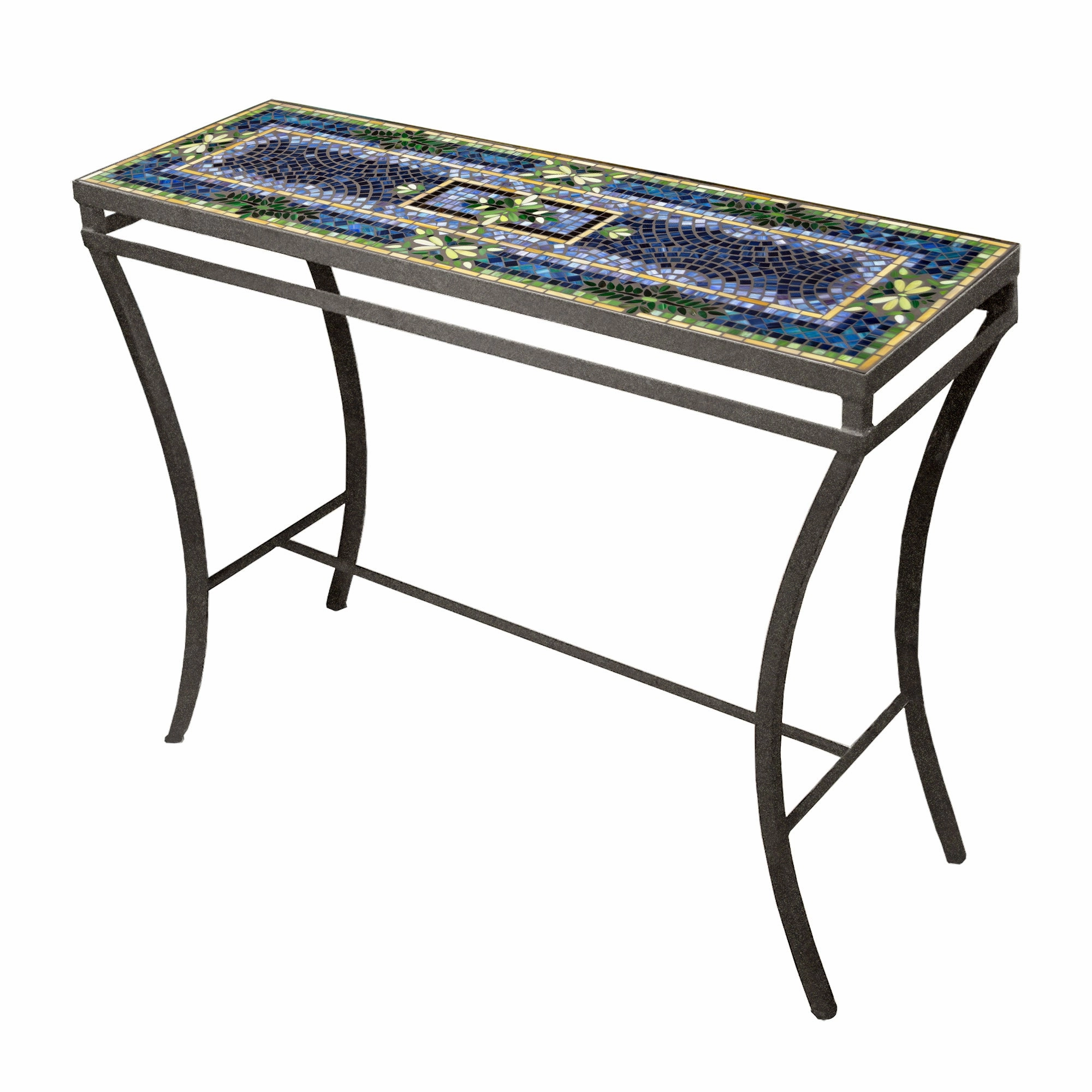 48" x 16" Mosaic Stone Top Console Table