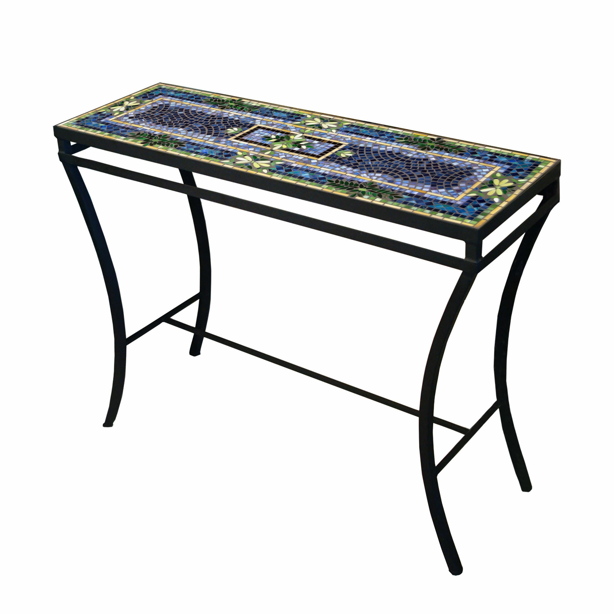 48" x 16" Mosaic Stone Top Console Table