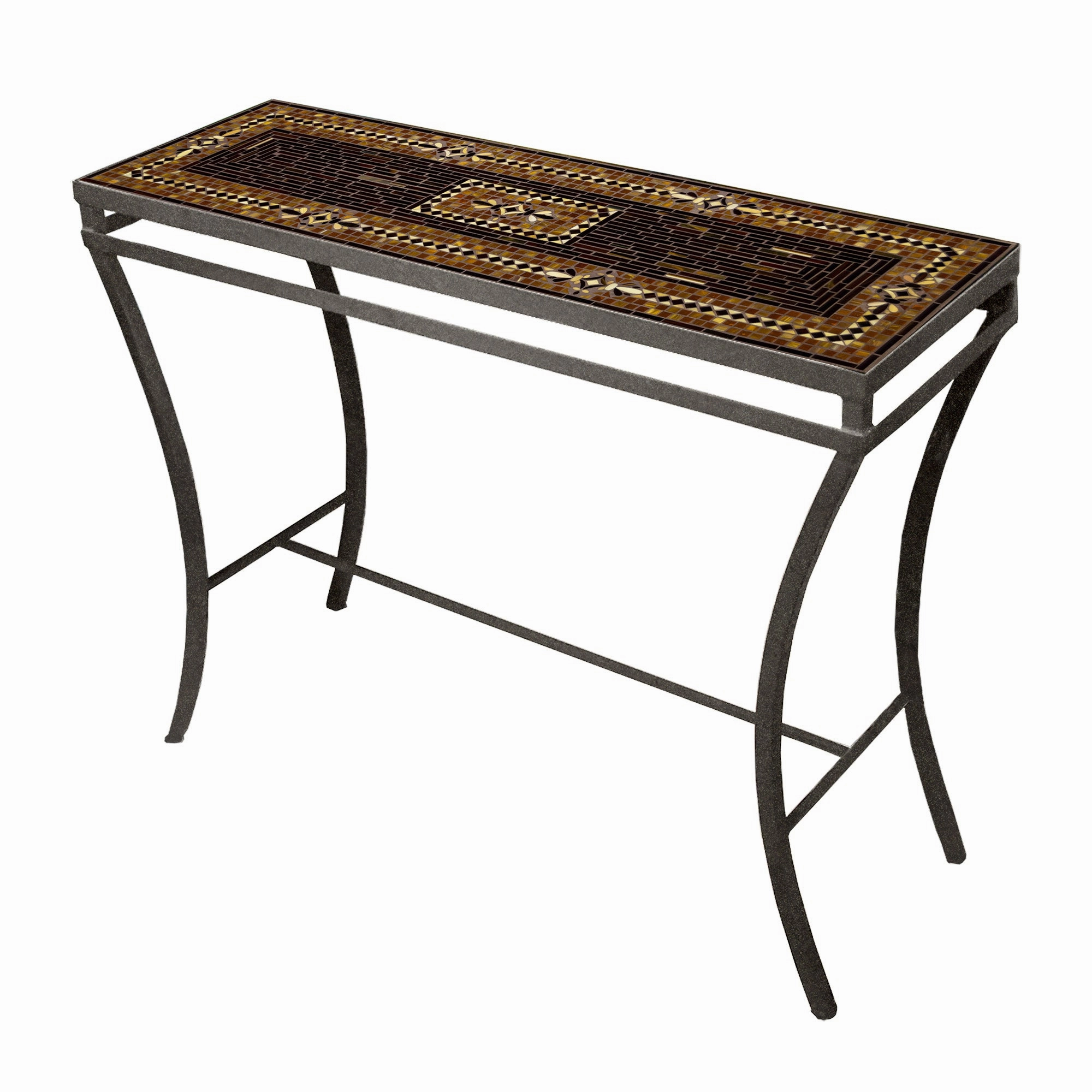 48" x 16" Mosaic Stone Top Console Table