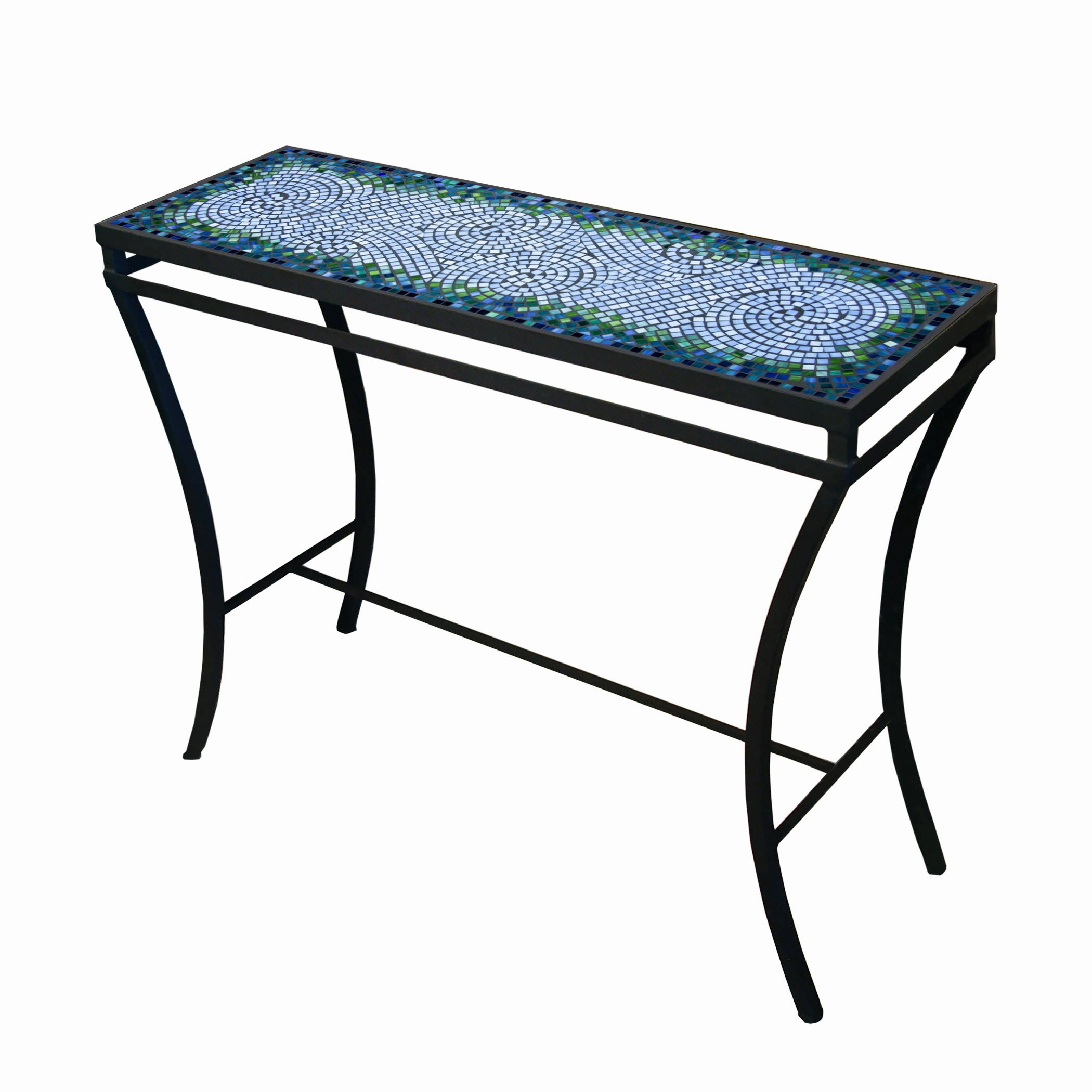 48" x 16" Mosaic Stone Top Console Table