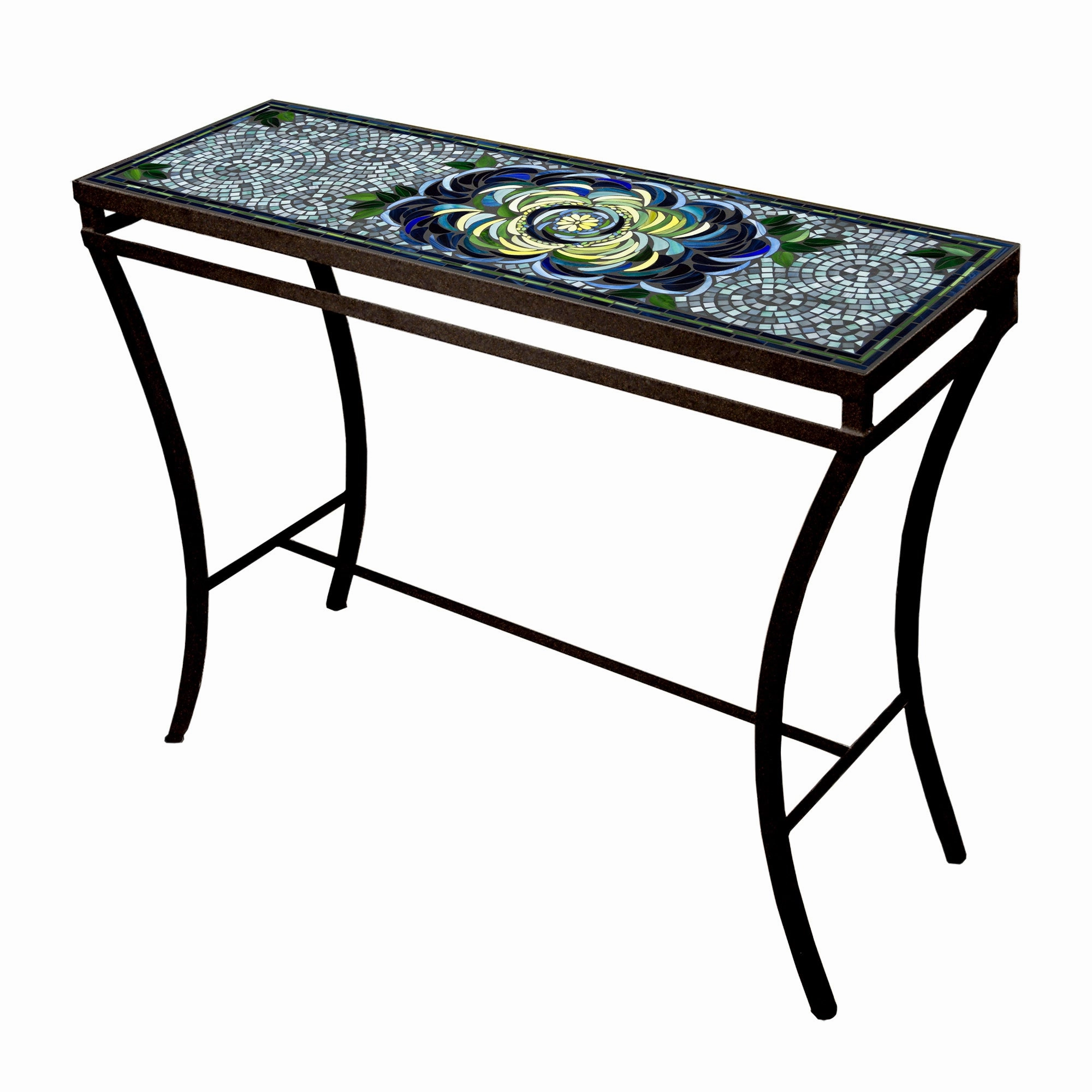 48" x 16" Mosaic Stone Top Console Table