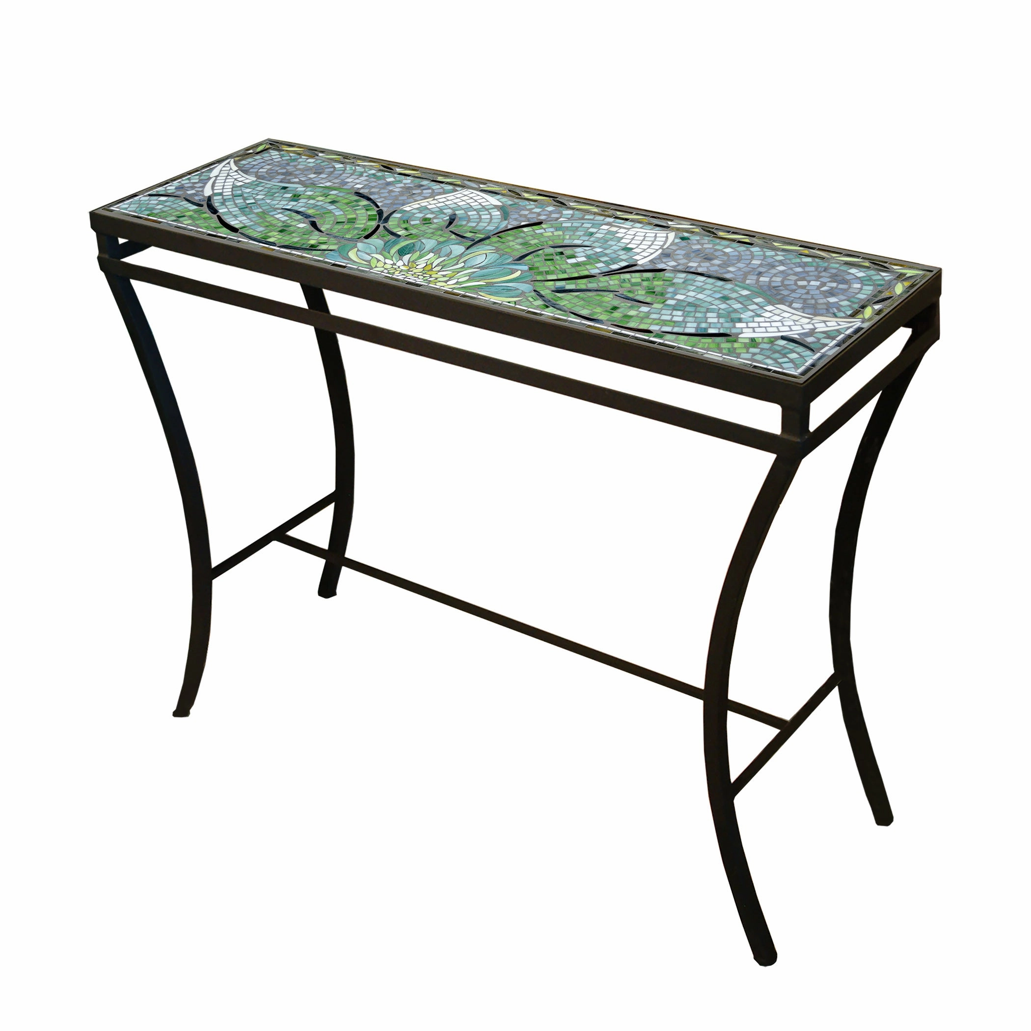 48" x 16" Mosaic Stone Top Console Table