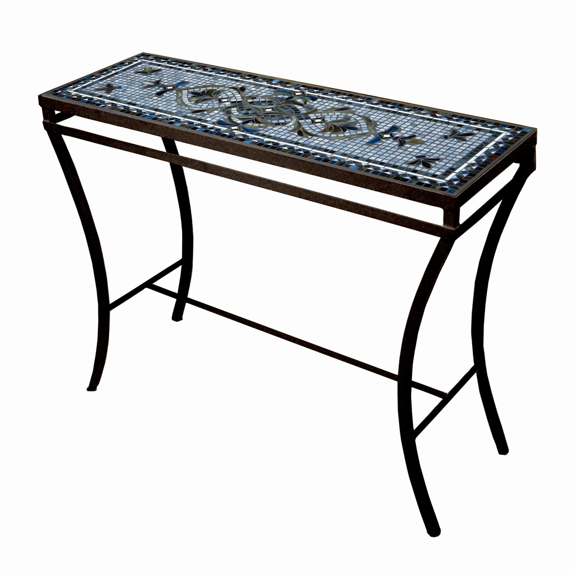 48" x 16" Mosaic Stone Top Console Table