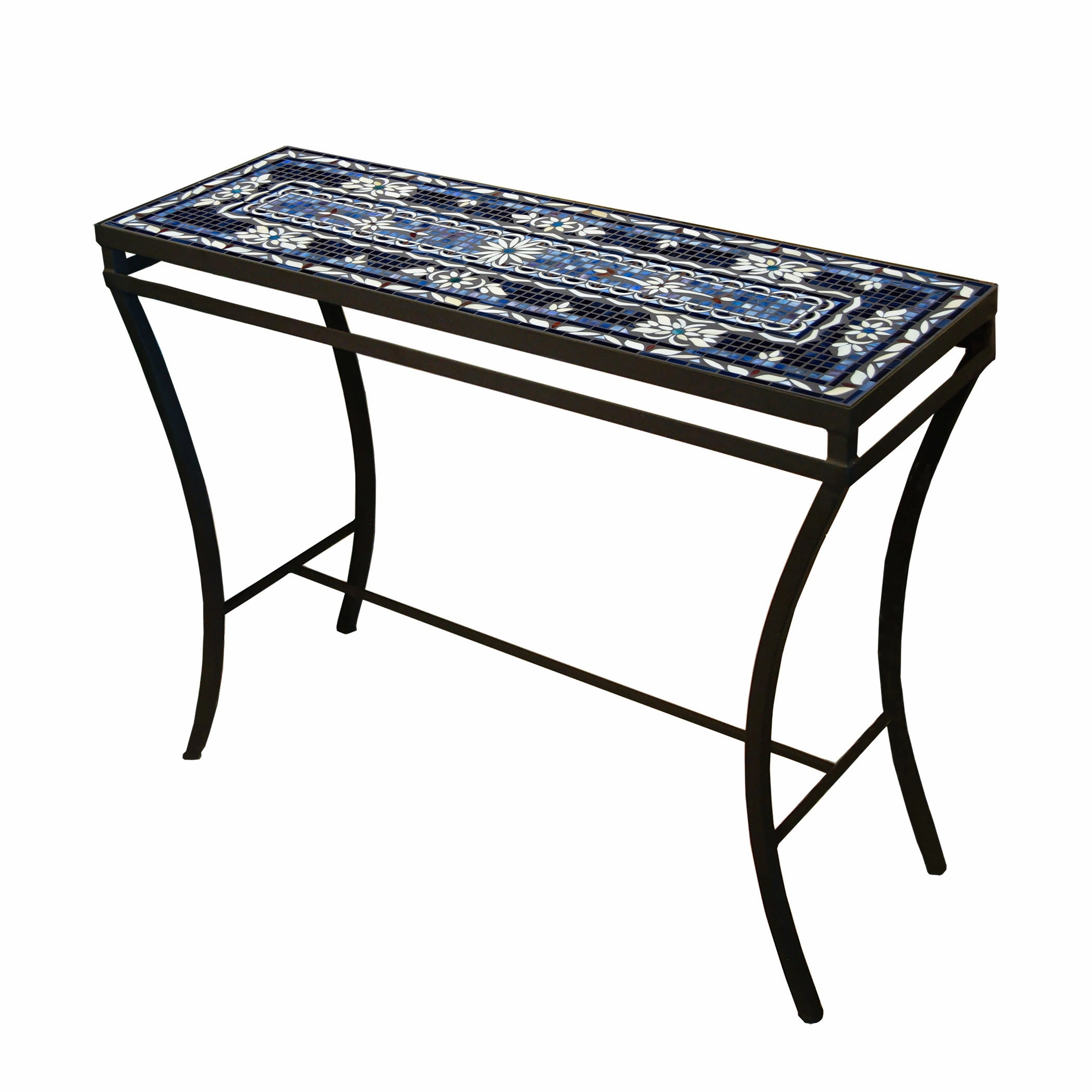 48" x 16" Mosaic Stone Top Console Table