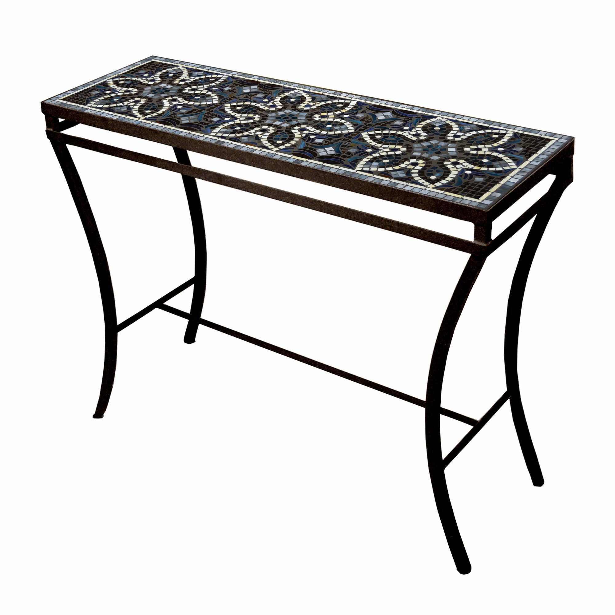 48" x 16" Mosaic Stone Top Console Table