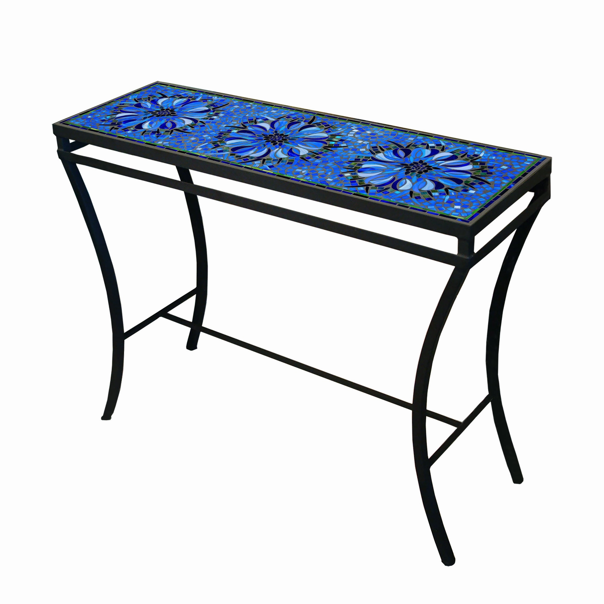 48" x 16" Mosaic Stone Top Console Table