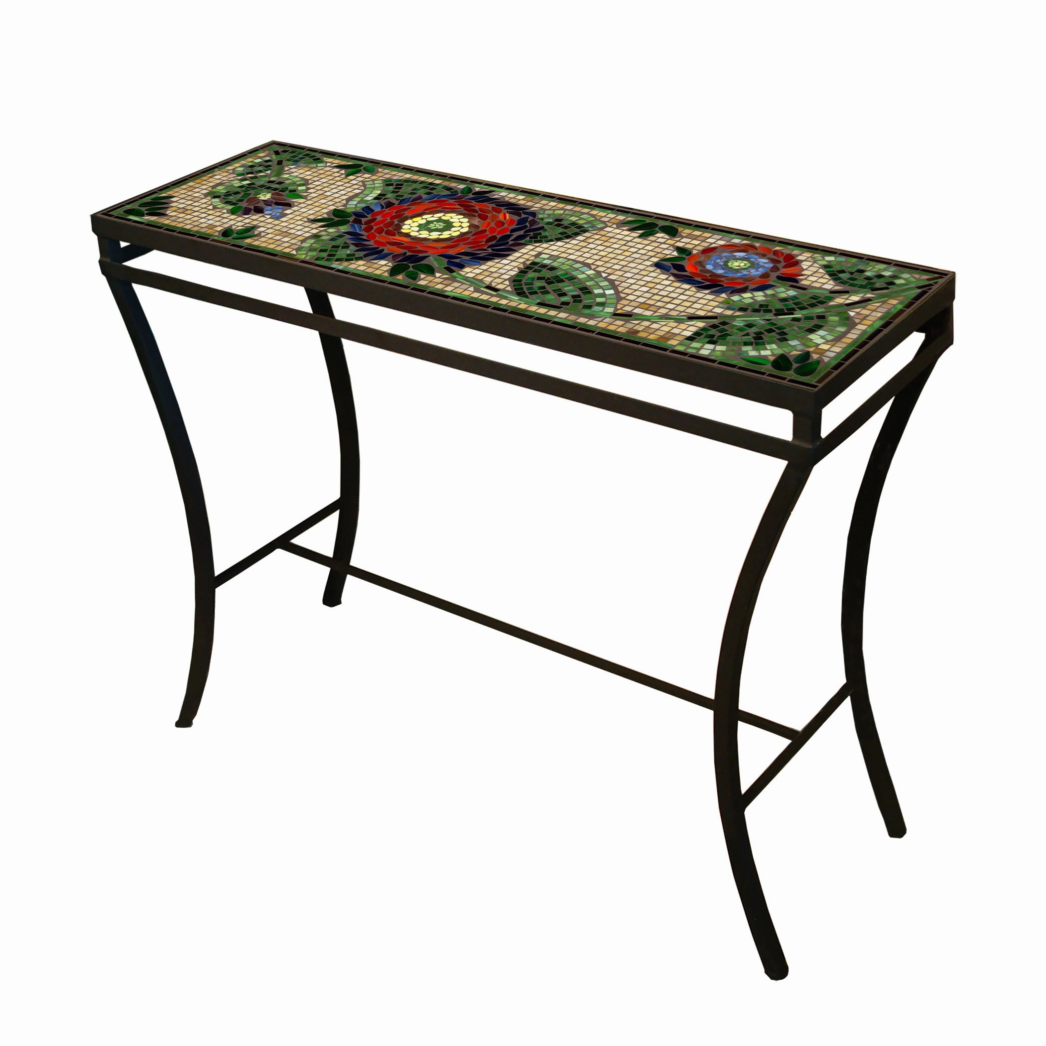 48" x 16" Mosaic Stone Top Console Table