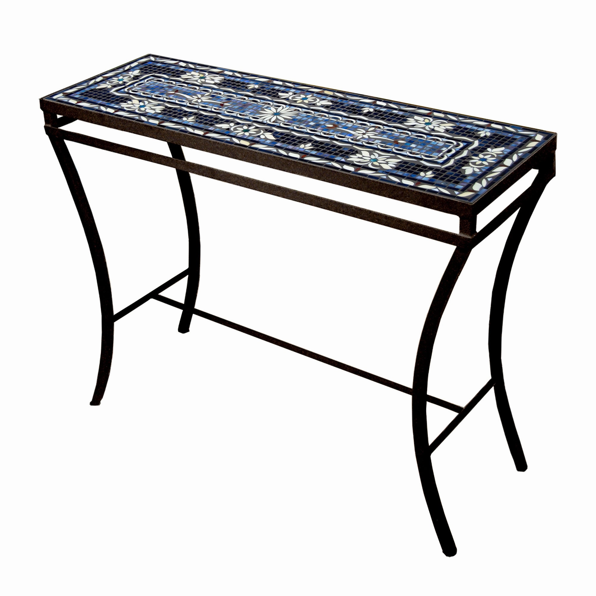 48" x 16" Mosaic Stone Top Console Table