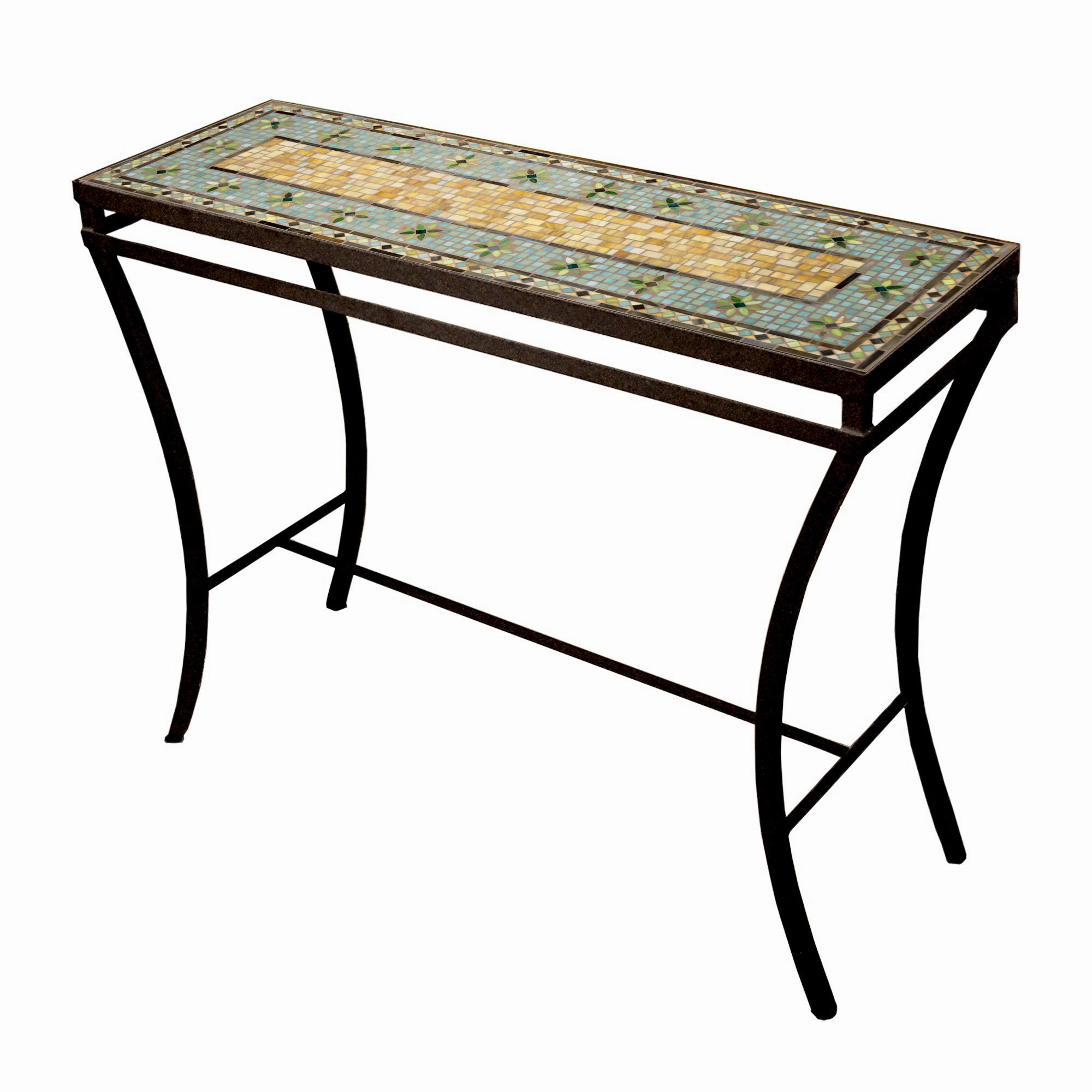 48" x 16" Mosaic Stone Top Console Table