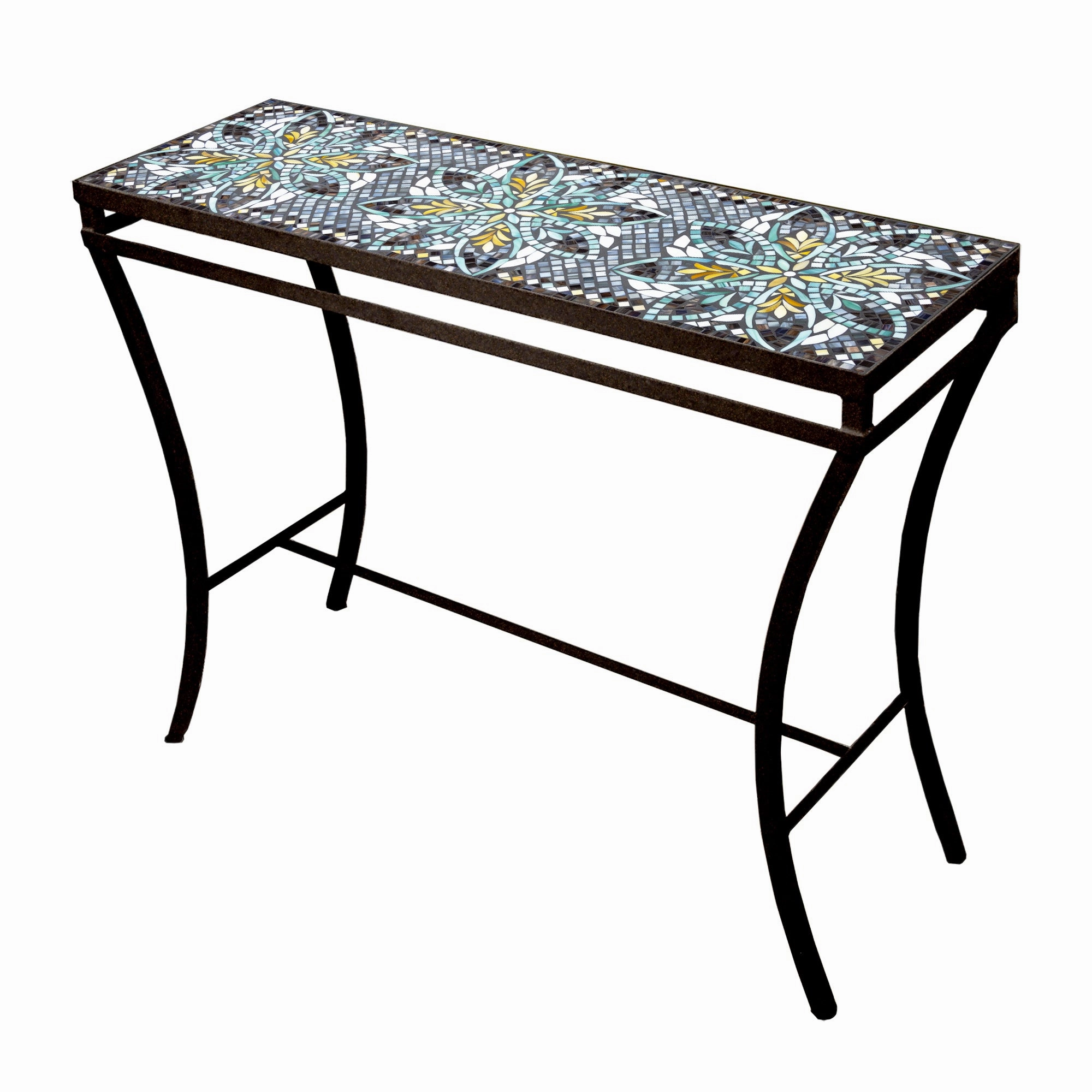48" x 16" Mosaic Stone Top Console Table